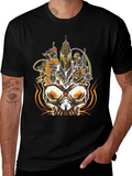 Steampunk Skull City Graphic Tee - Unique Design
