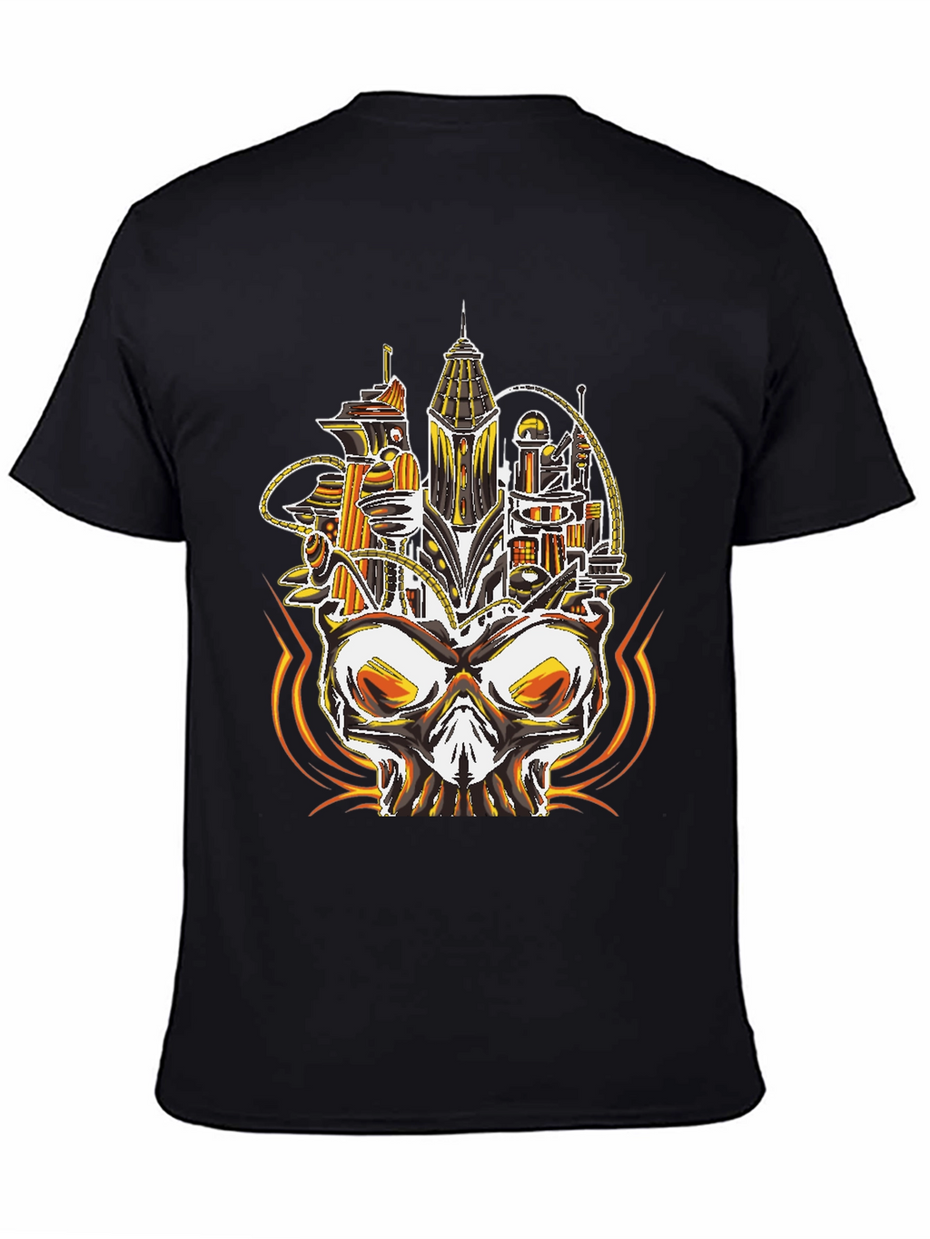 Steampunk Skull City Graphic Tee - Unique Design