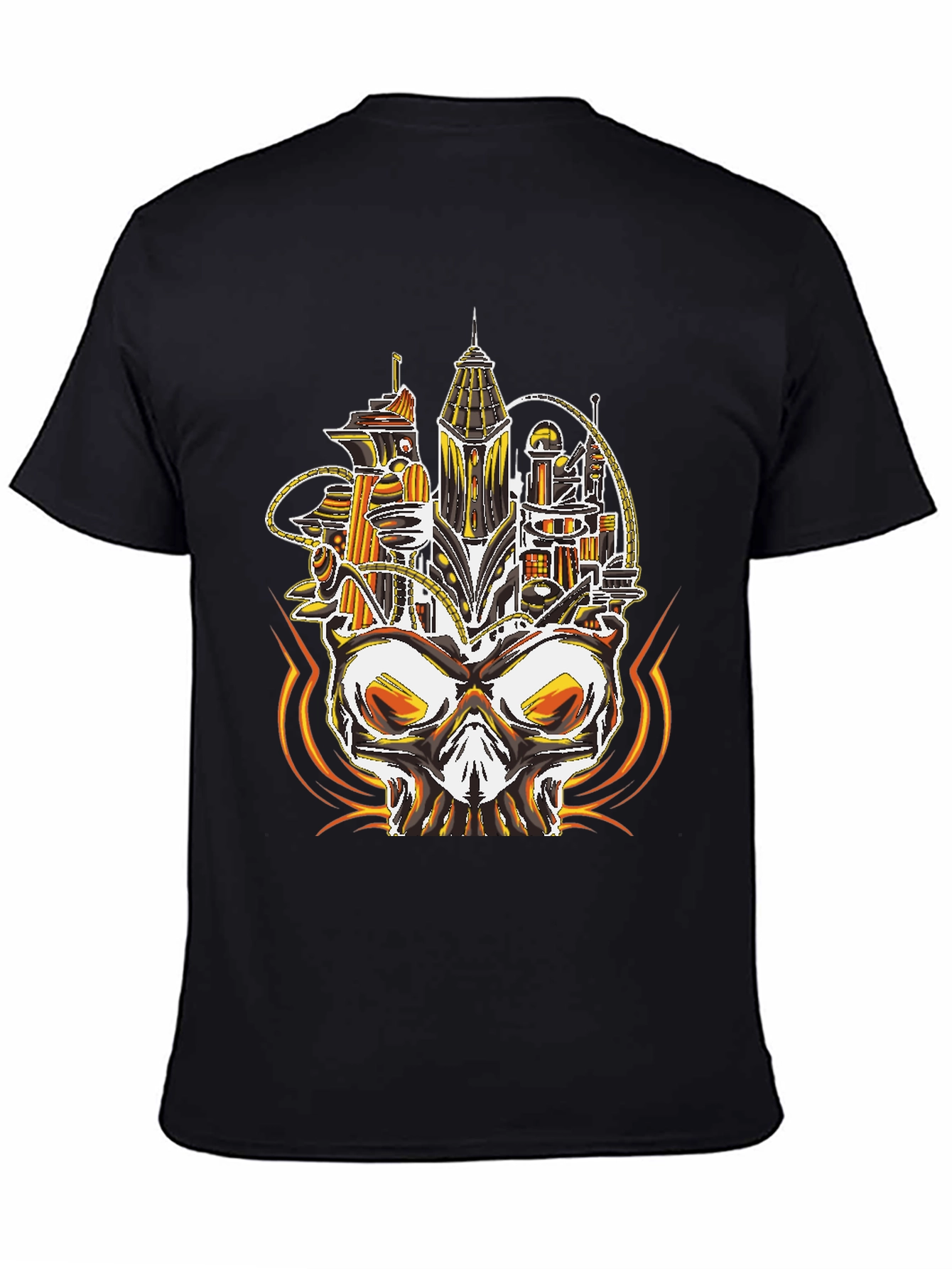 Steampunk Skull City Graphic Tee - Unique Design