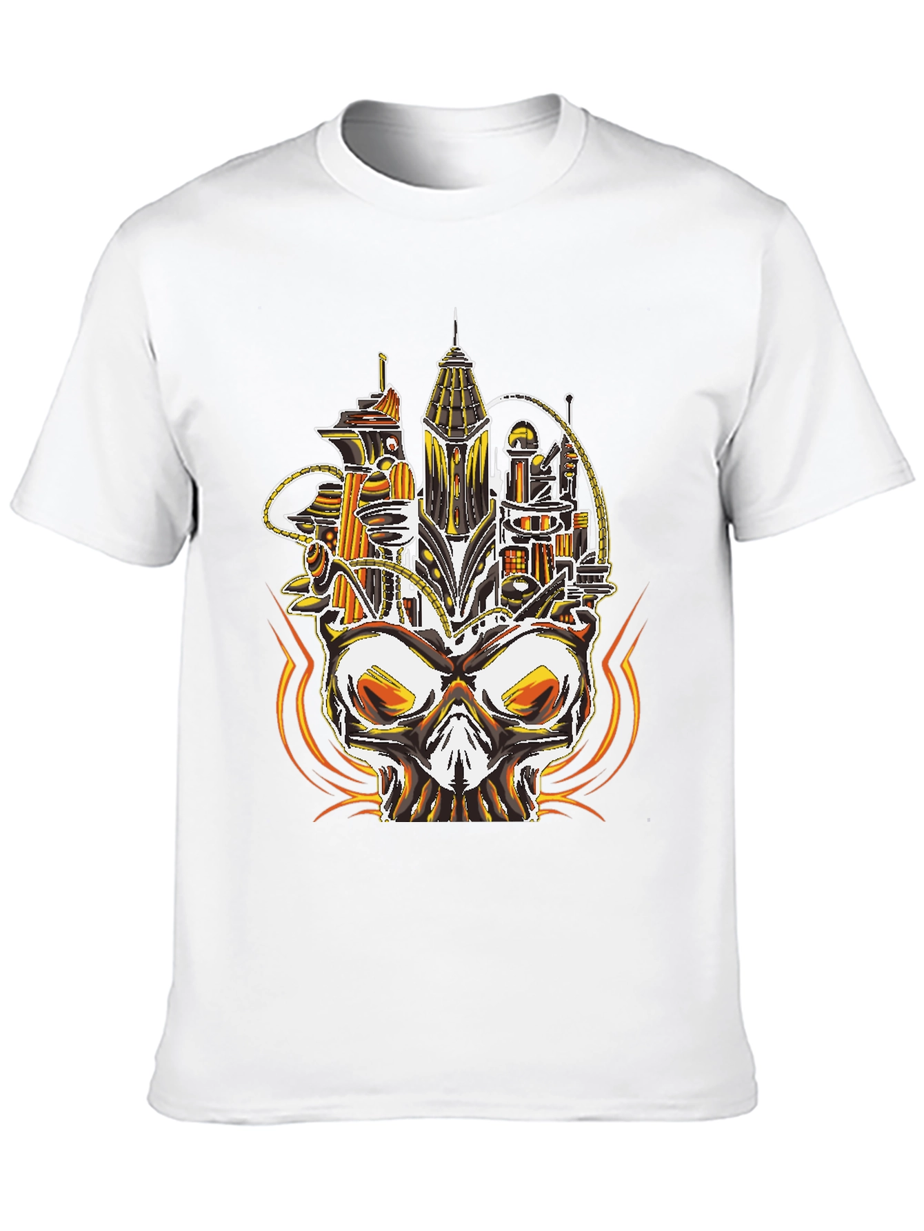 Steampunk Skull City Graphic Tee - Unique Design