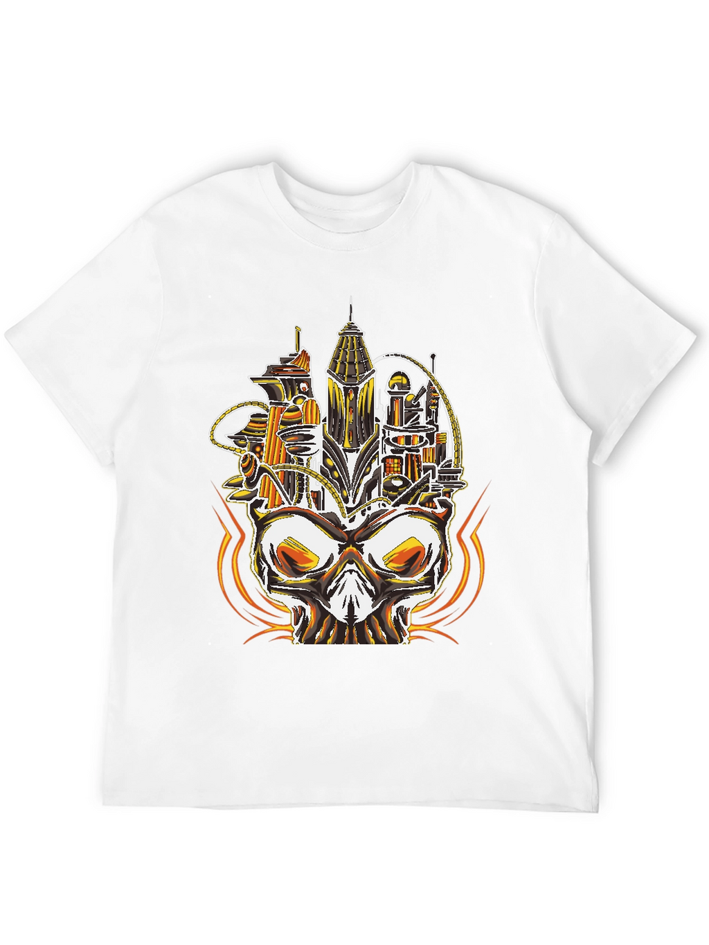 Steampunk Skull City Graphic Tee - Unique Design