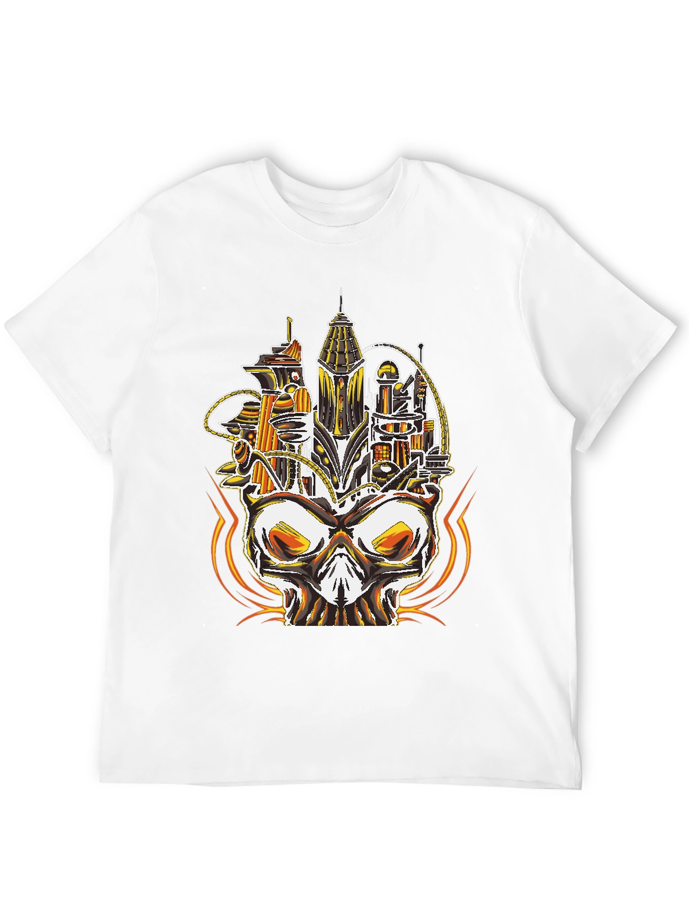 Steampunk Skull City Graphic Tee - Unique Design