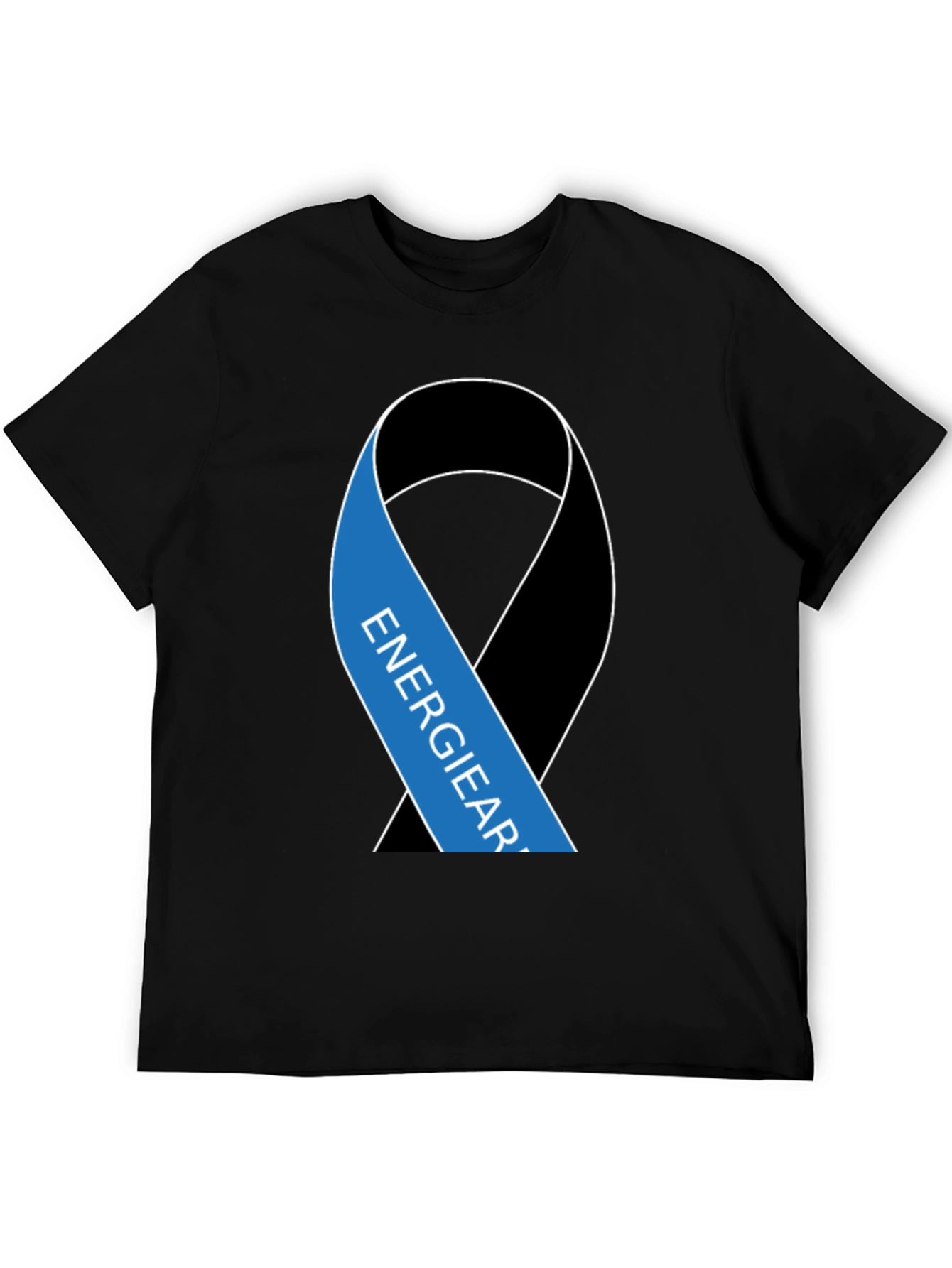 Black T-Shirt with Energy Ribbon Design