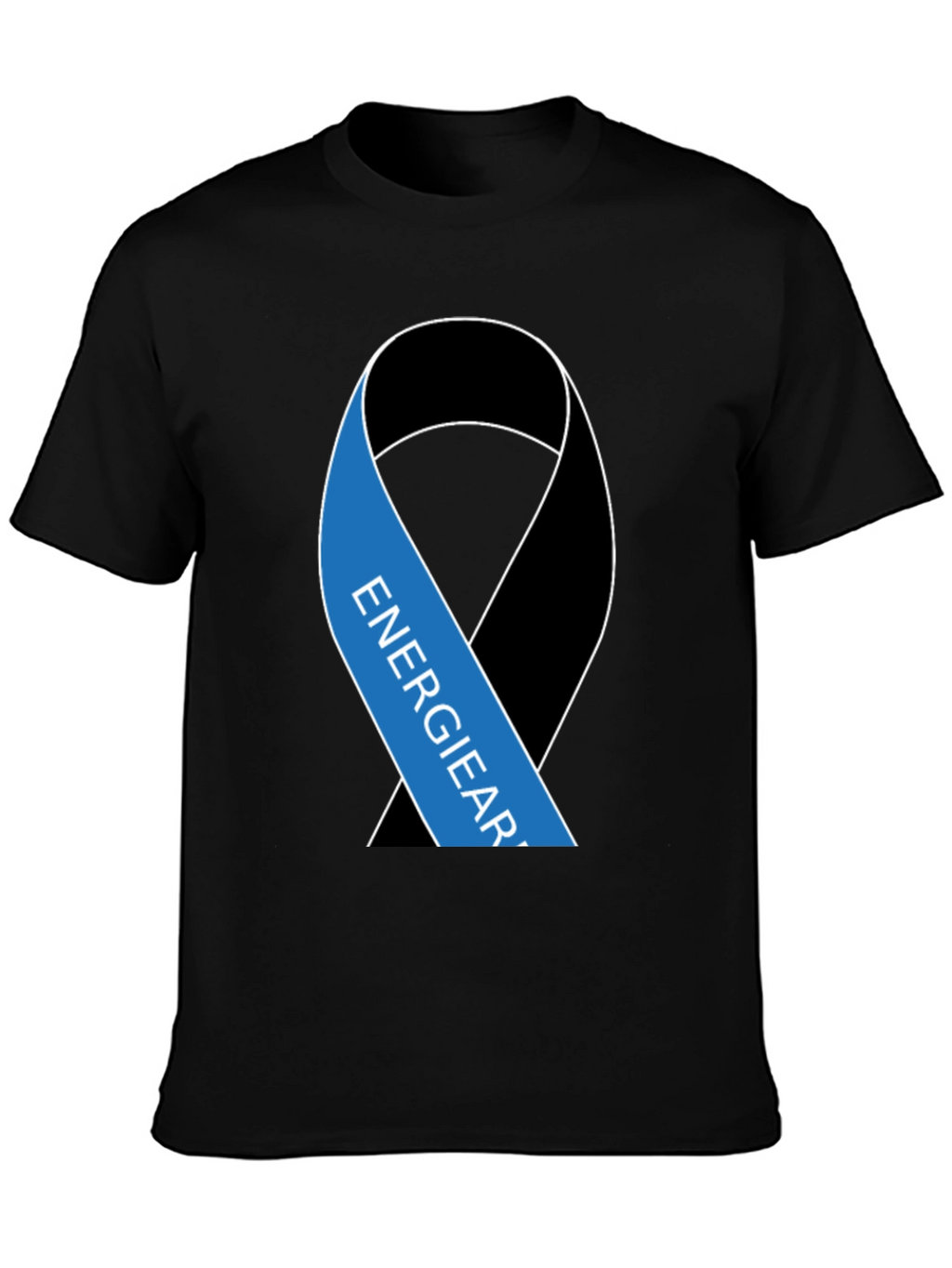 Black T-Shirt with Energy Ribbon Design