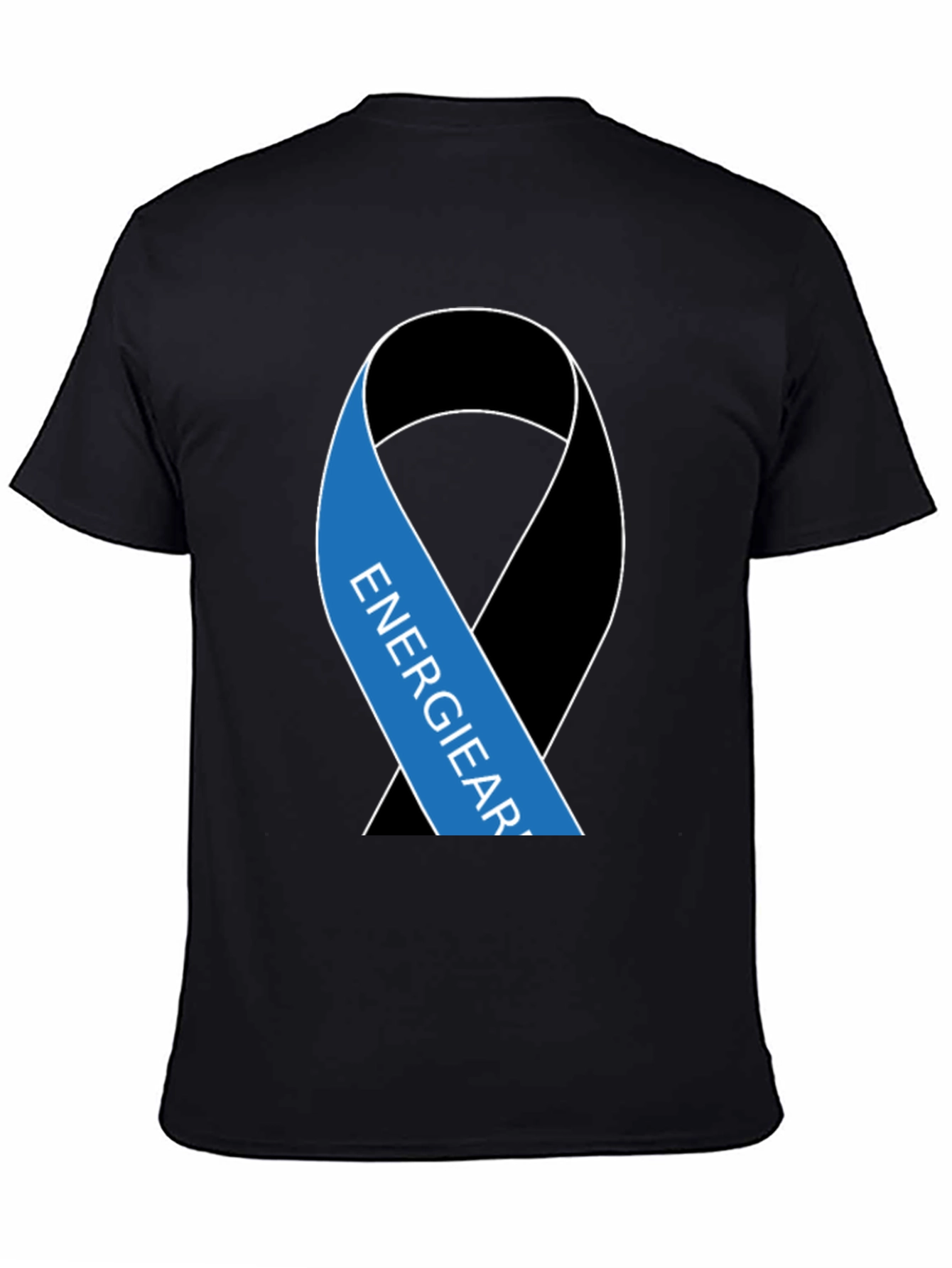 Black T-Shirt with Energy Ribbon Design