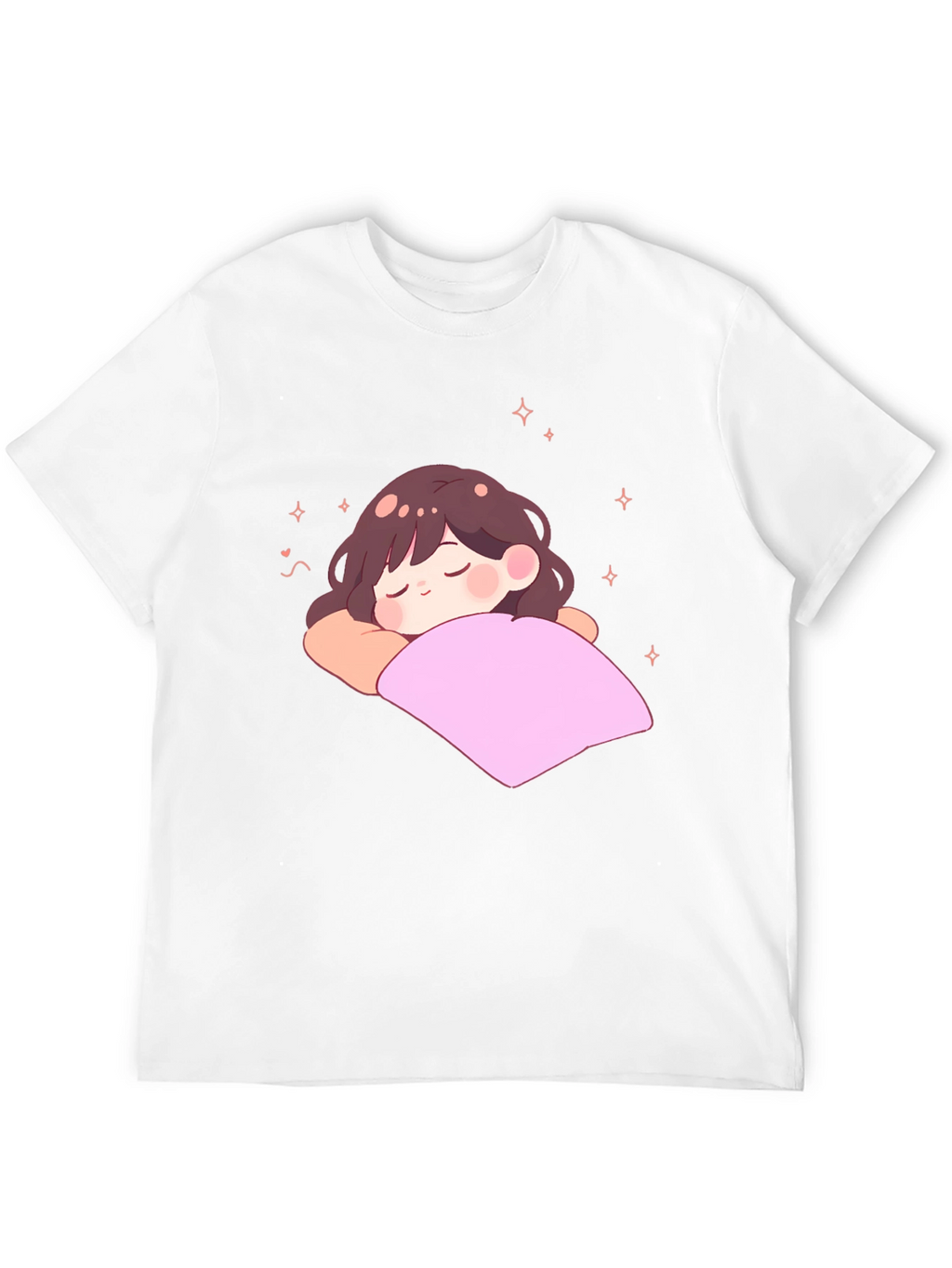 Cute Sleeping Anime Girl Black T-Shirt