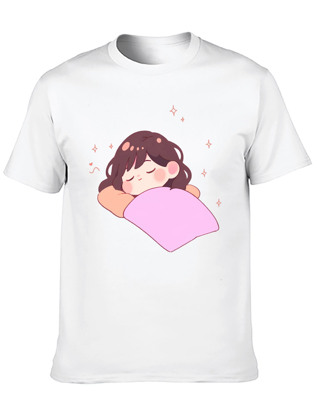 Cute Sleeping Anime Girl Black T-Shirt