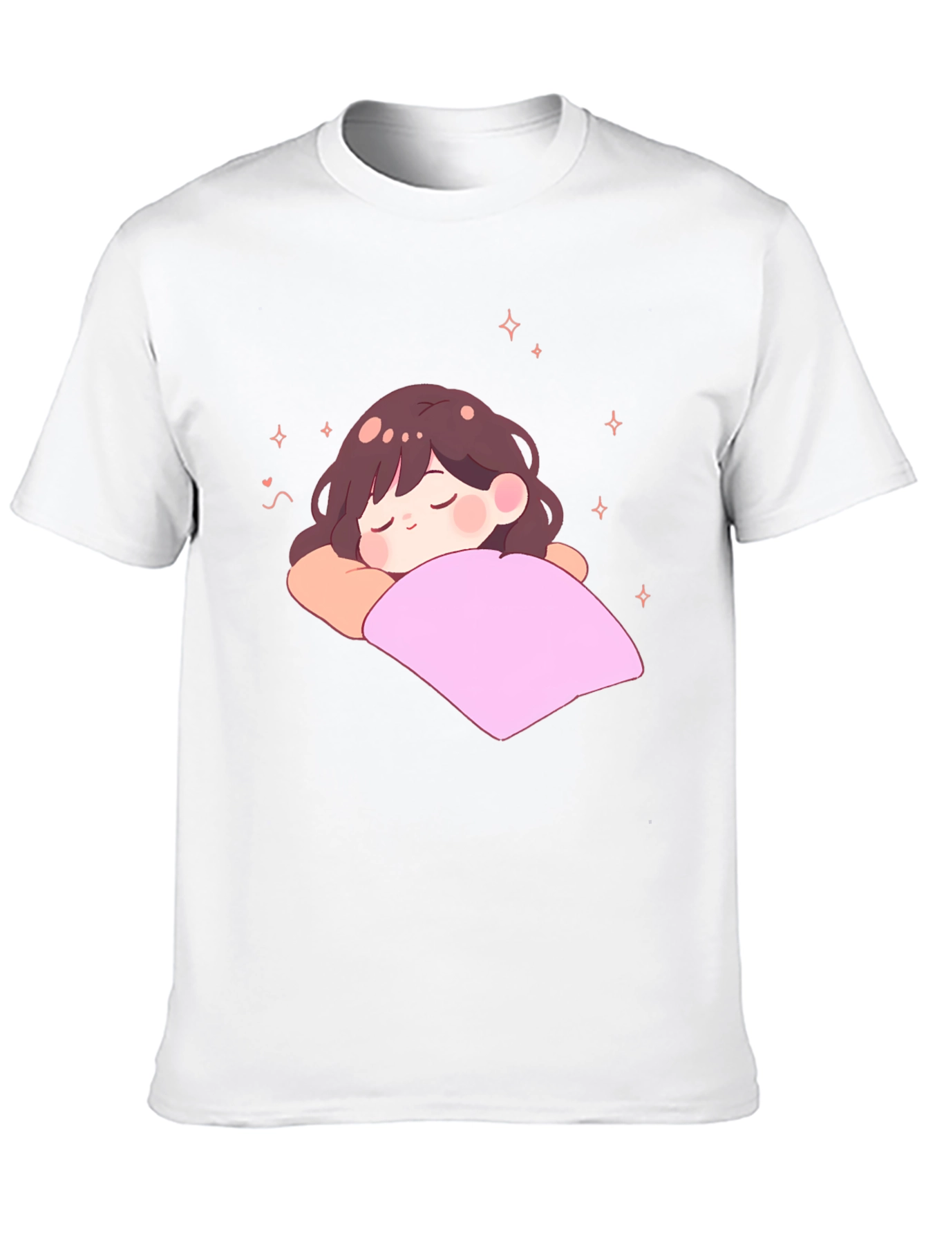 Cute Sleeping Anime Girl Black T-Shirt
