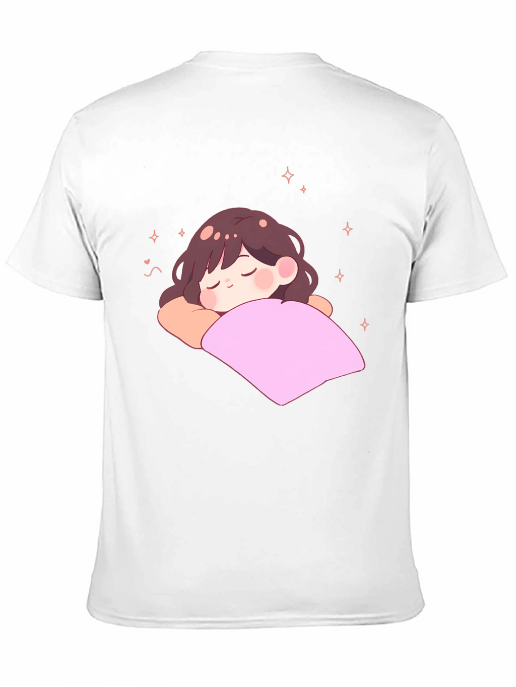 Cute Sleeping Anime Girl Black T-Shirt
