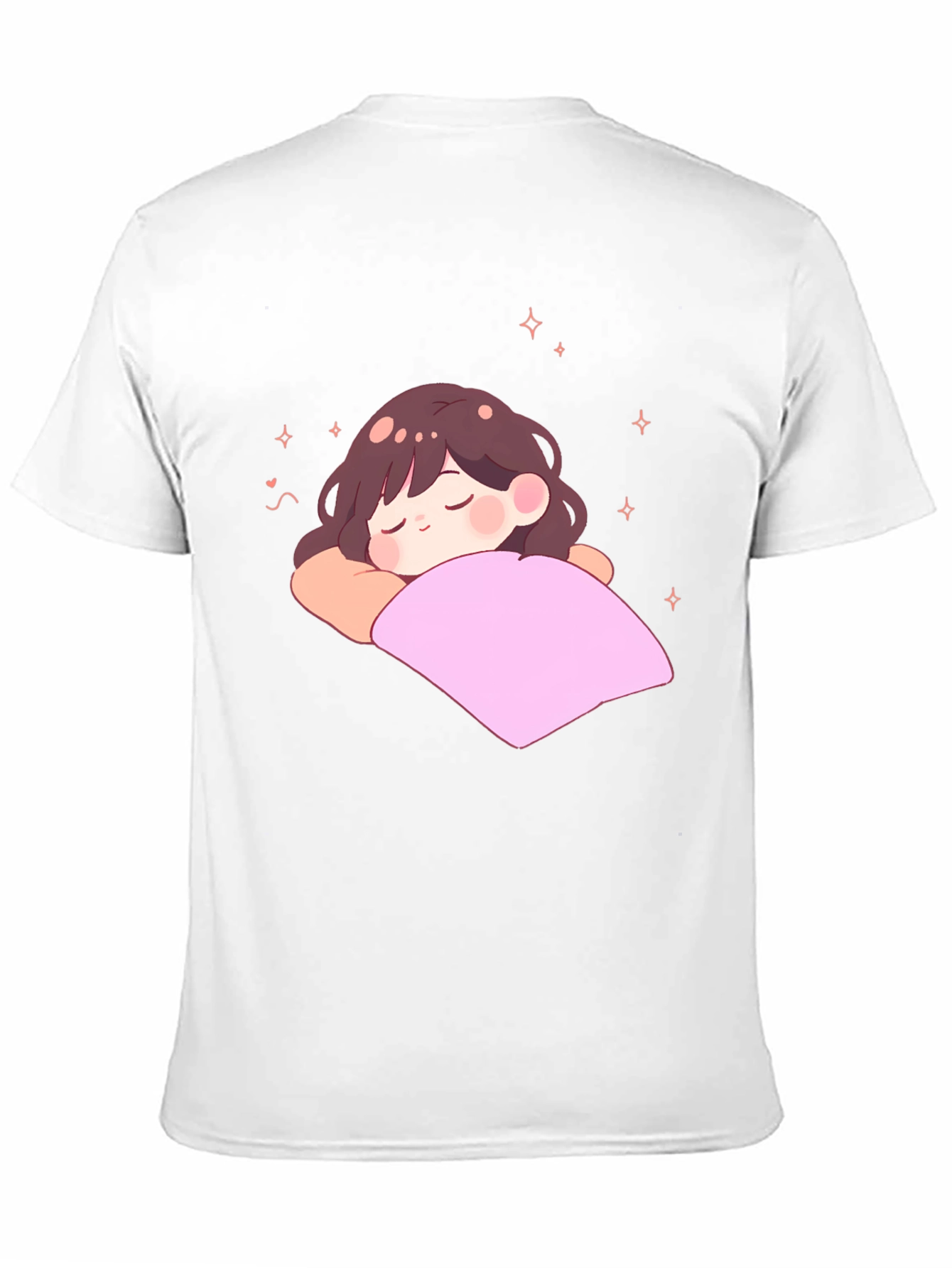 Cute Sleeping Anime Girl Black T-Shirt