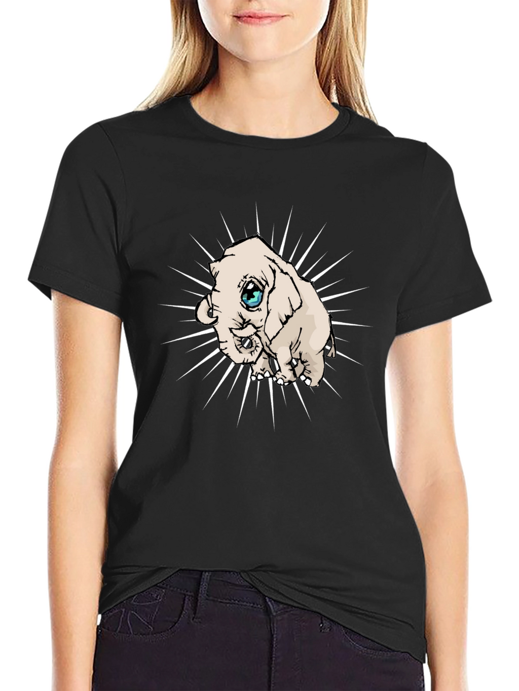 Elephant Graphic Tee - Black Cotton Blend