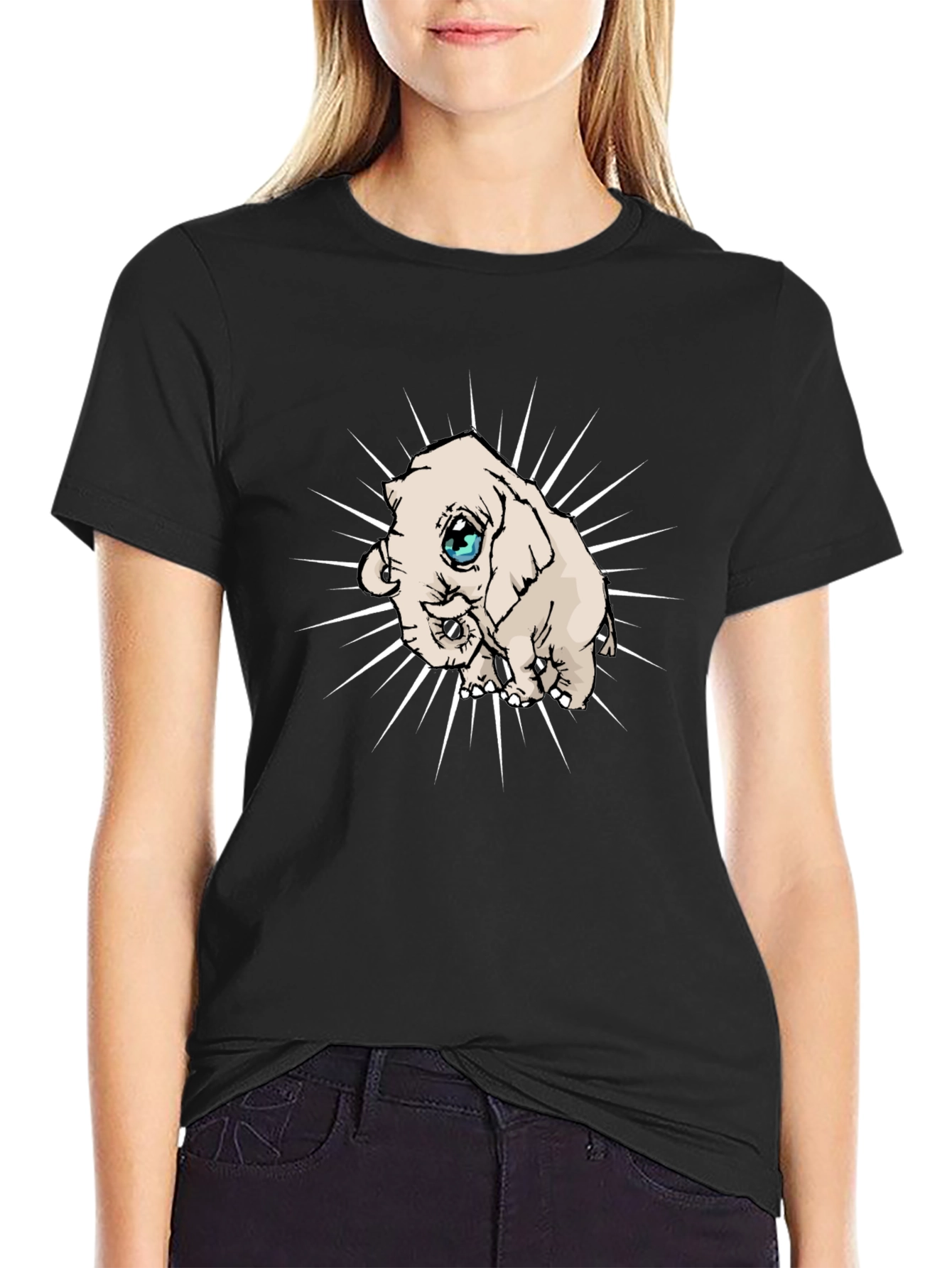 Elephant Graphic Tee - Black Cotton Blend