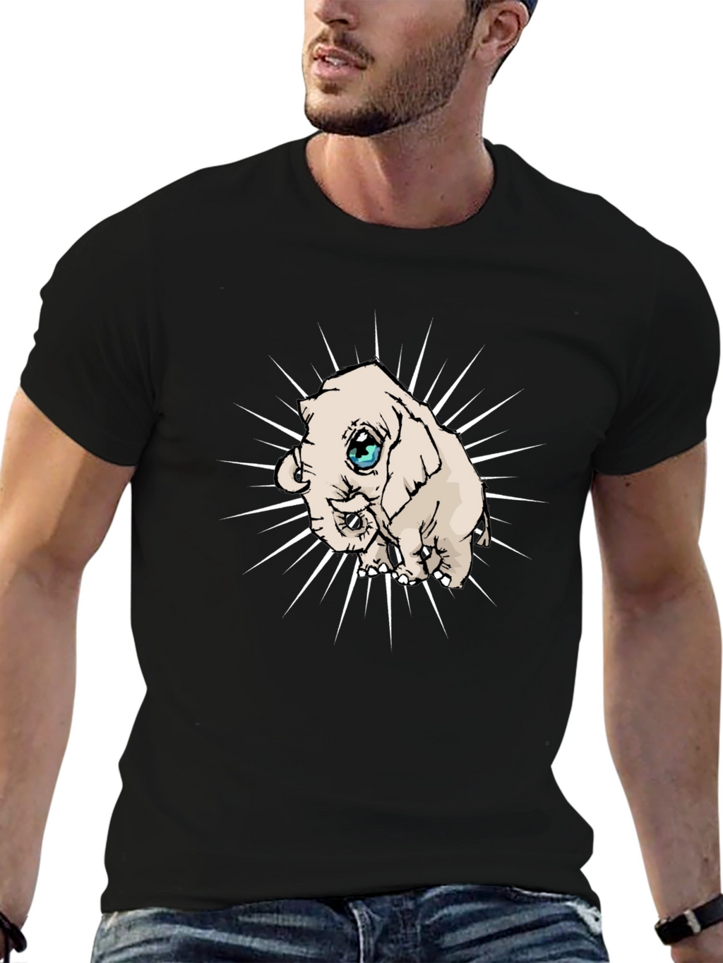 Elephant Graphic Tee - Black Cotton Blend