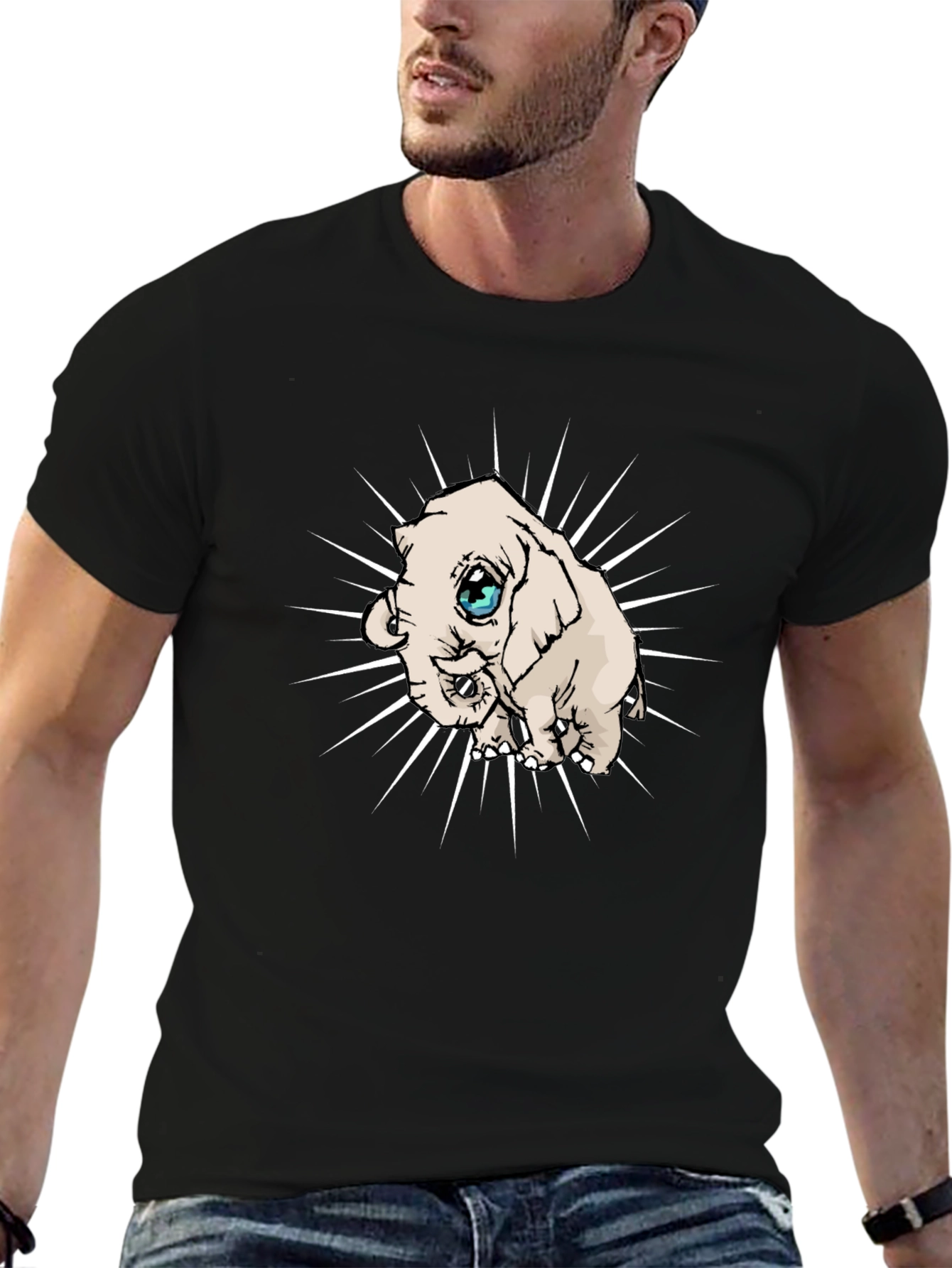 Elephant Graphic Tee - Black Cotton Blend