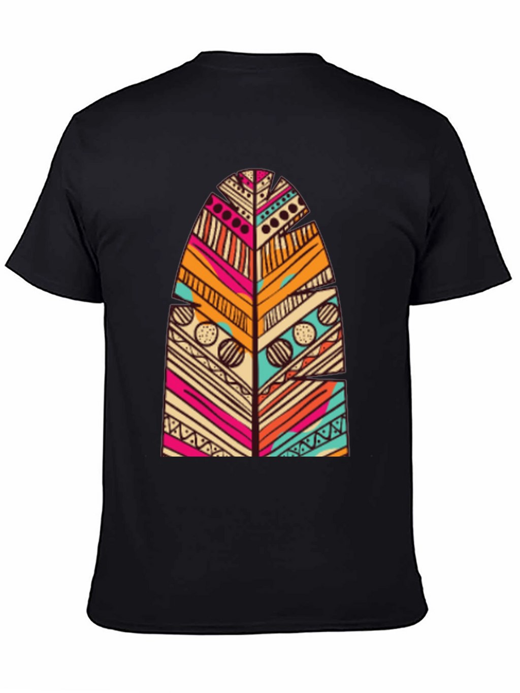 Tribal Feather Print Black T-Shirt