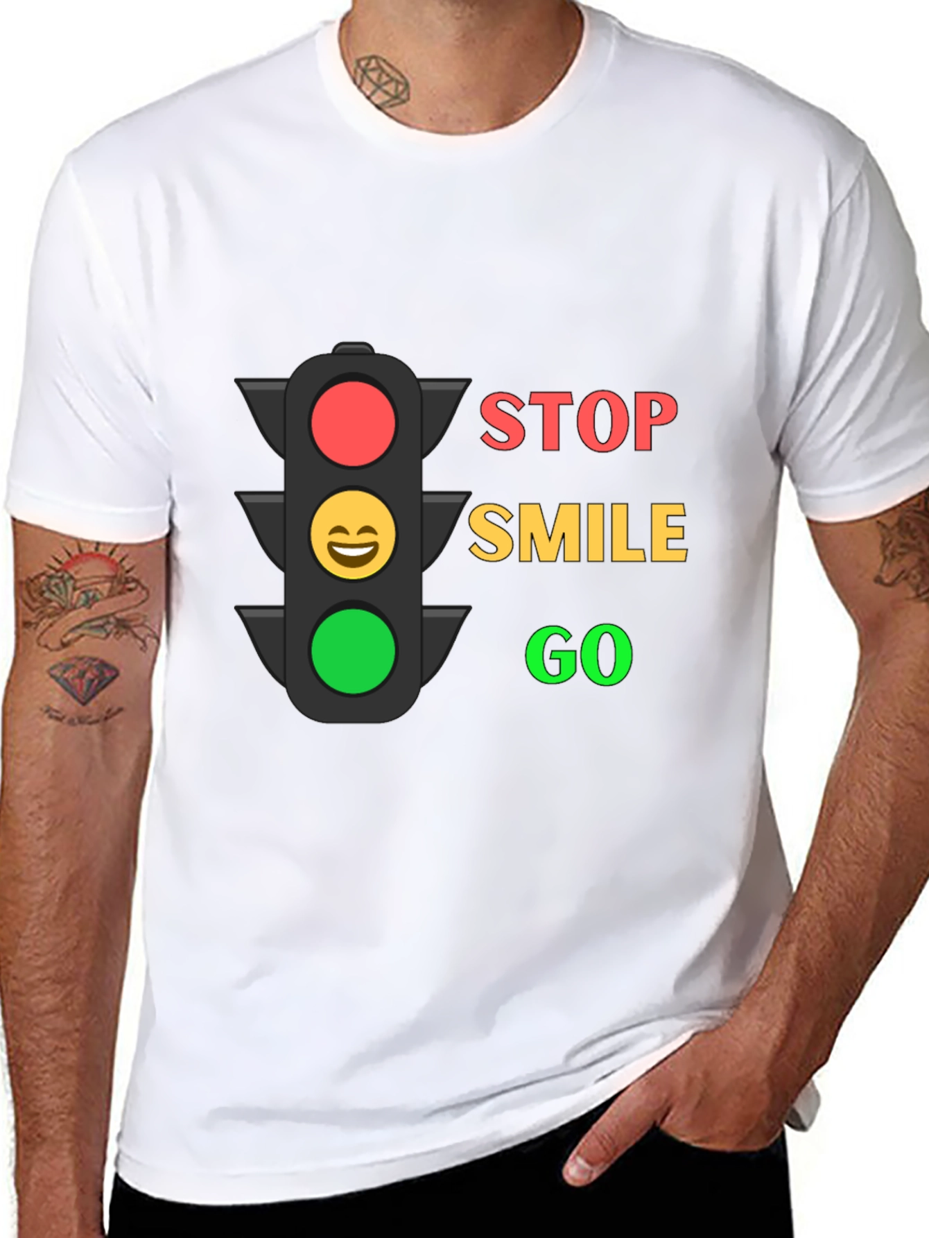 Traffic Light Graphic T-Shirt - Stop Smile Go