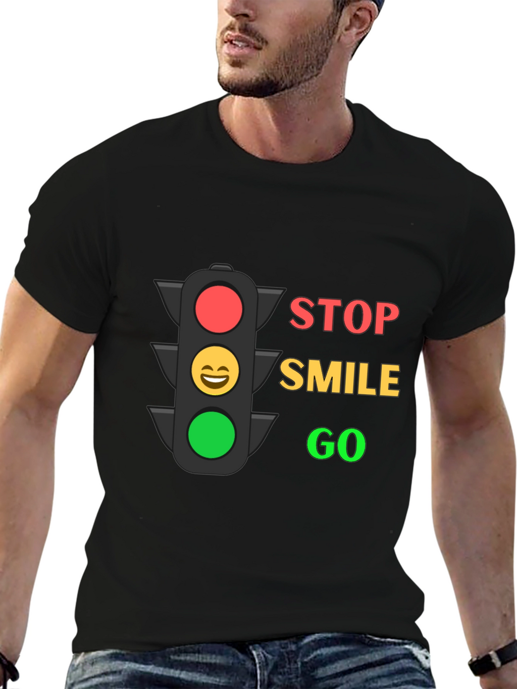 Traffic Light Graphic T-Shirt - Stop Smile Go