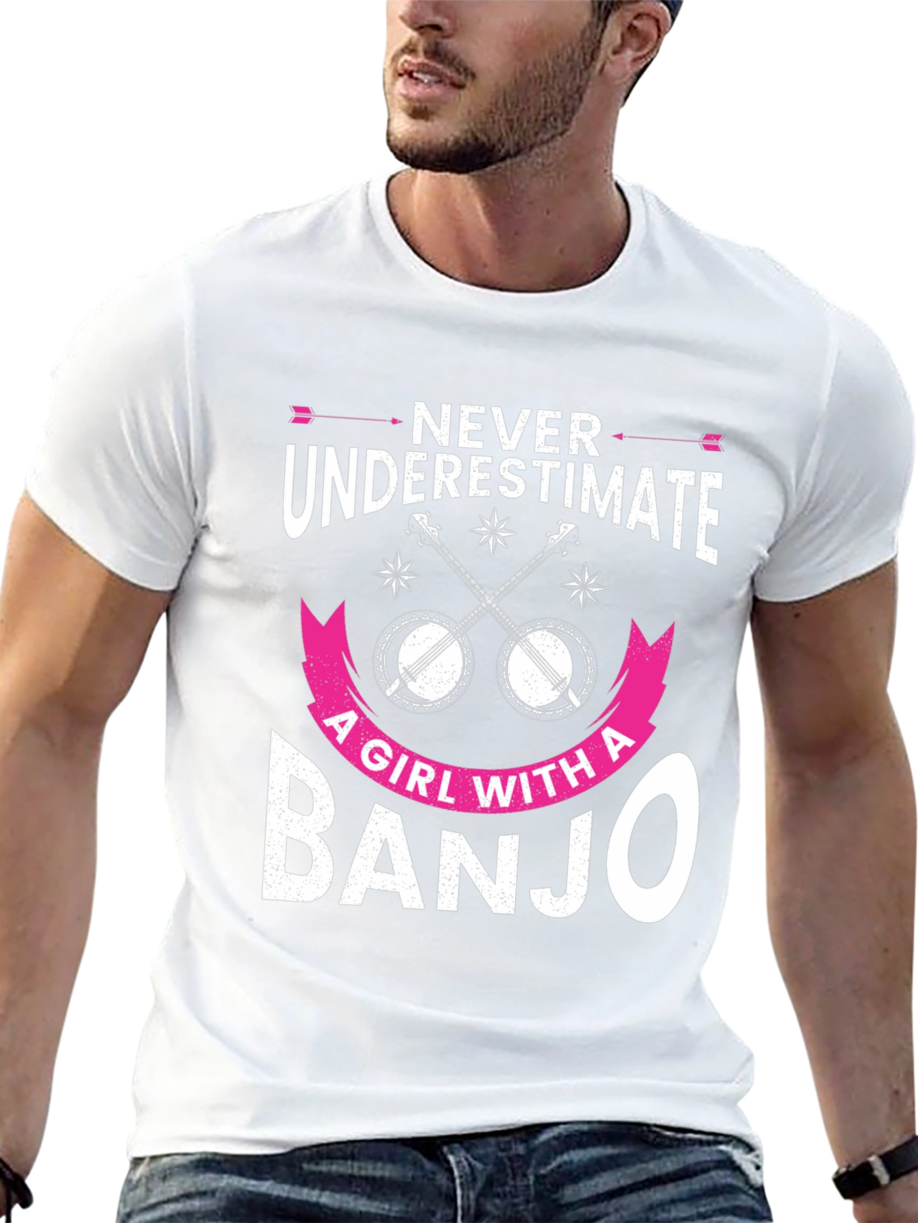 Never Underestimate Banjo Girl Graphic Tee