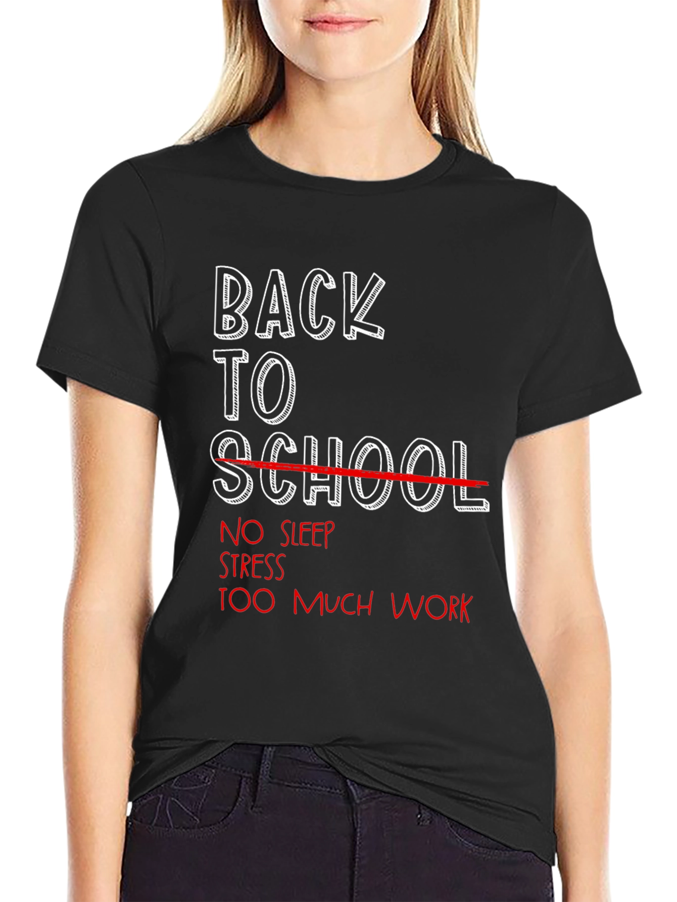 Back to School Humor Graphic Tee - No Sleep Stress Work