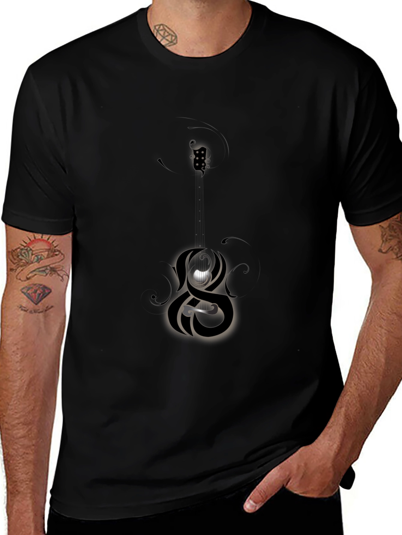 Mens Black Graphic Tee - Abstract Design