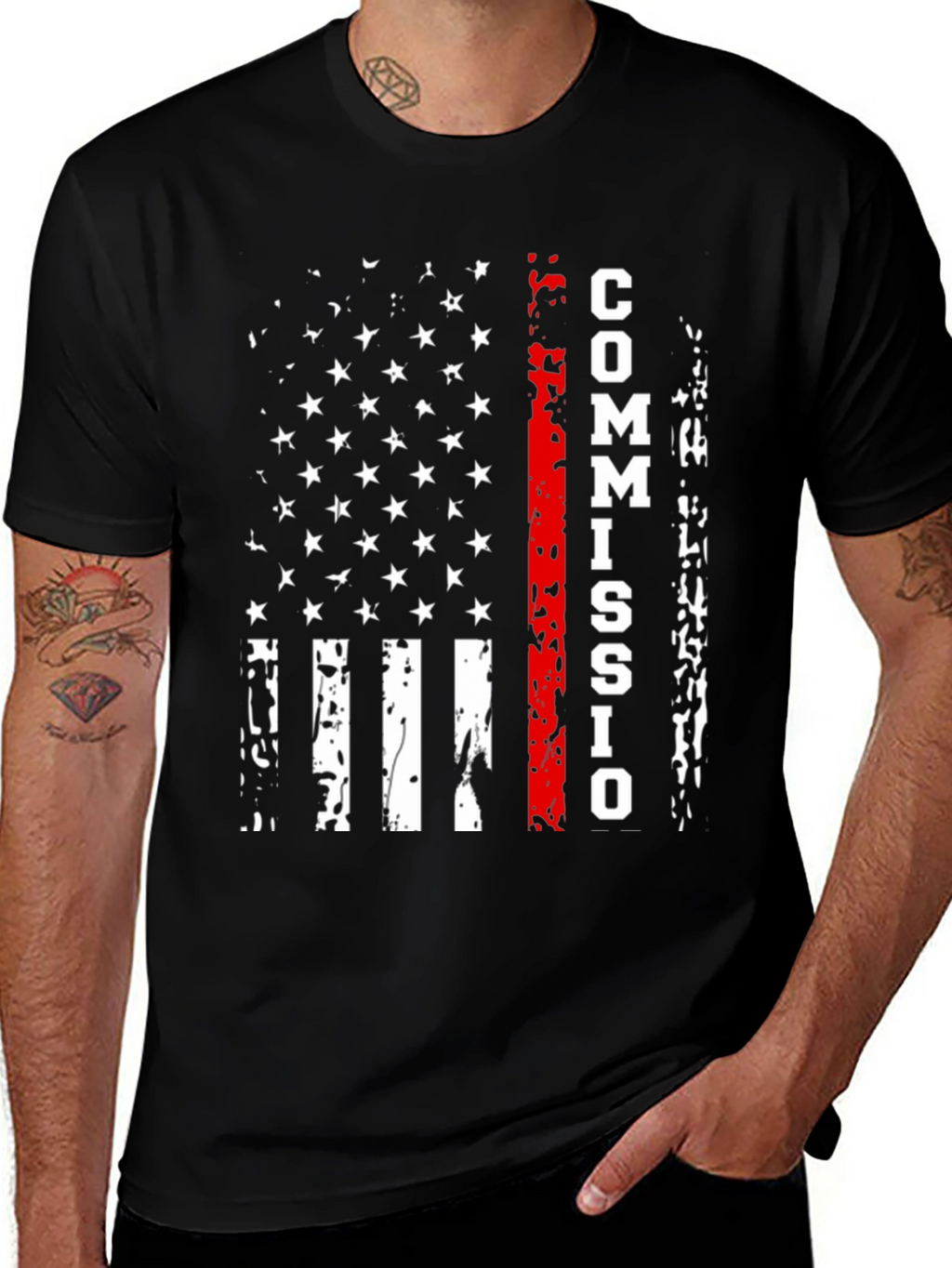 Commission Thin Red Line American Flag T-Shirt