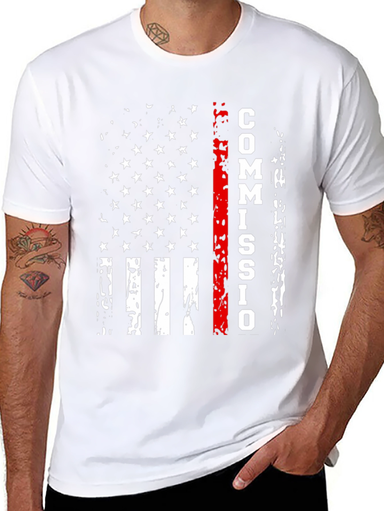 Commission Thin Red Line American Flag T-Shirt