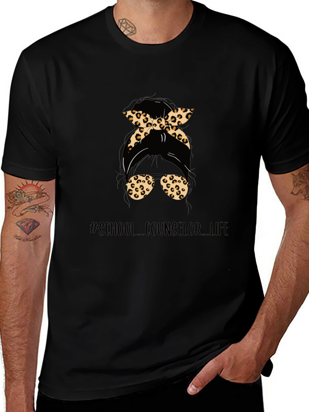 Messy Bun School Counselor Life Graphic Tee