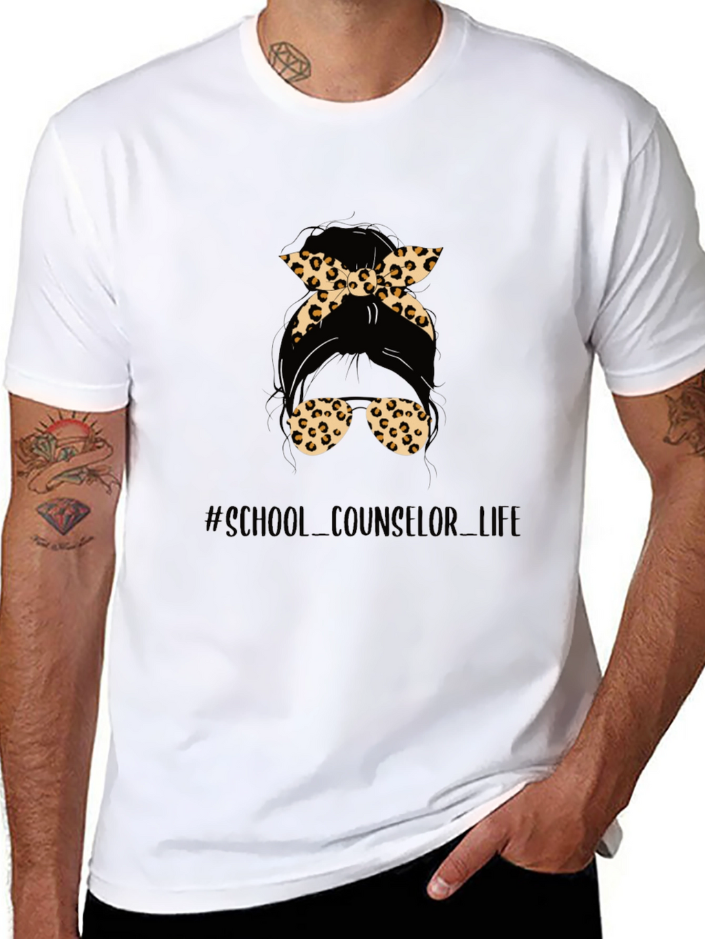 Messy Bun School Counselor Life Graphic Tee