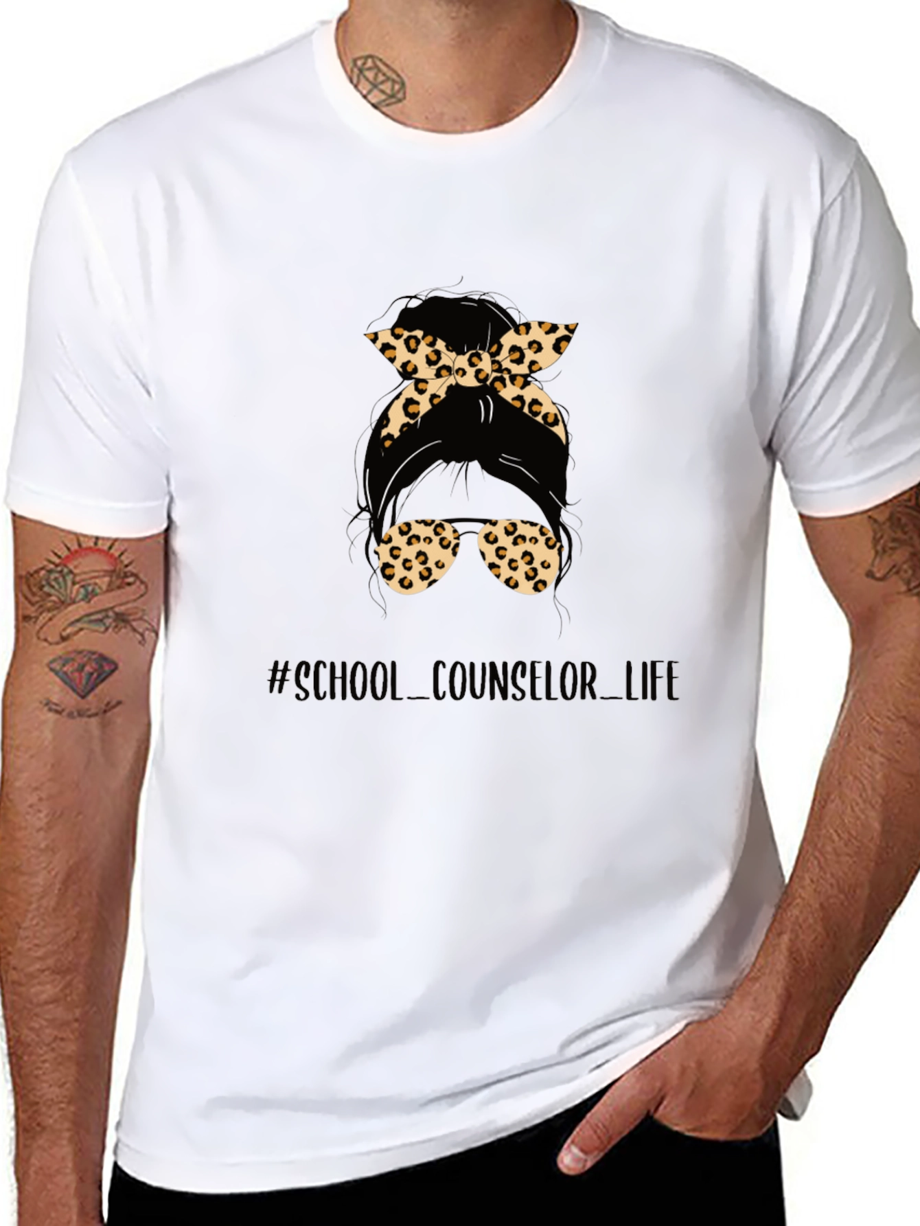 Messy Bun School Counselor Life Graphic Tee