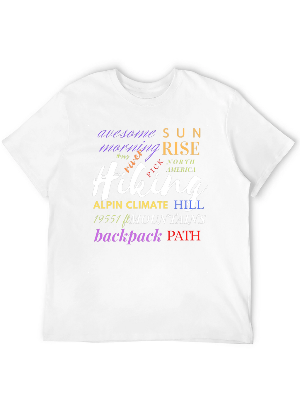 Hiking Word Art Black T-Shirt