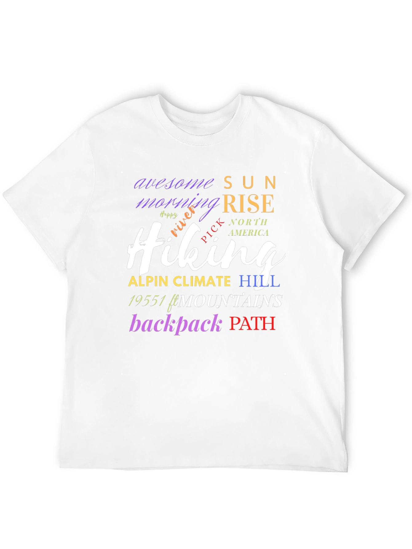 Hiking Word Art Black T-Shirt