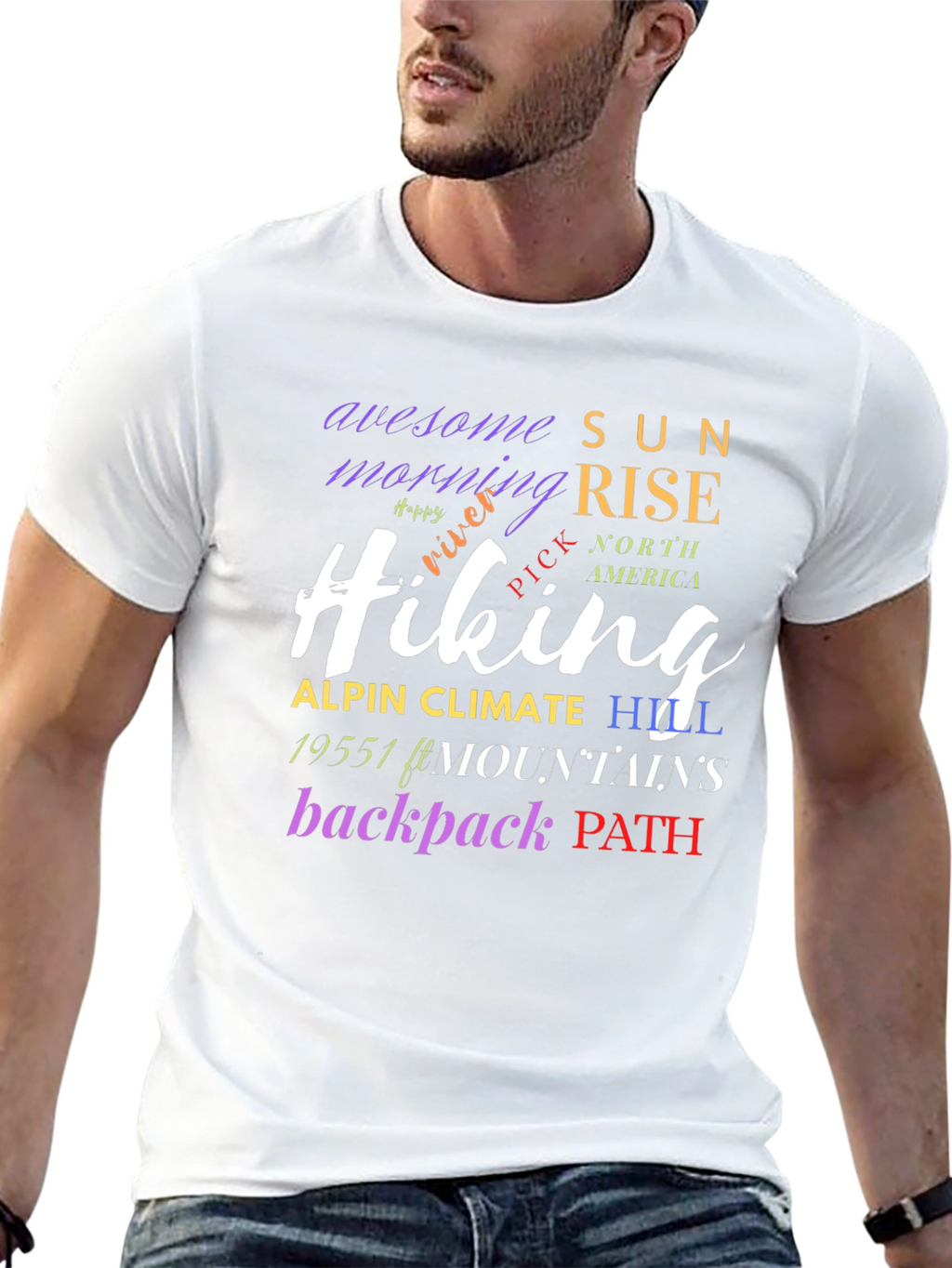 Hiking Word Art Black T-Shirt