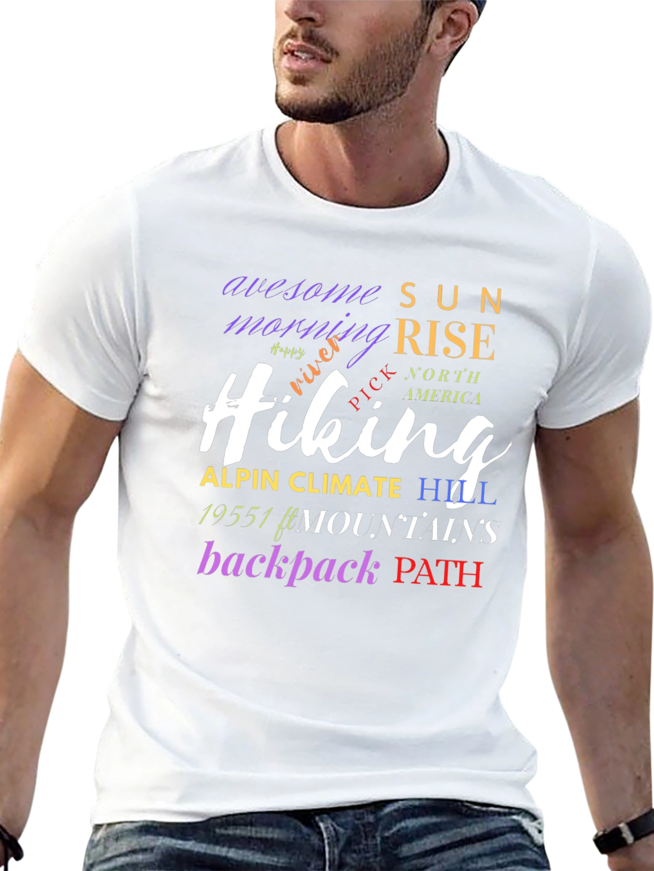Hiking Word Art Black T-Shirt