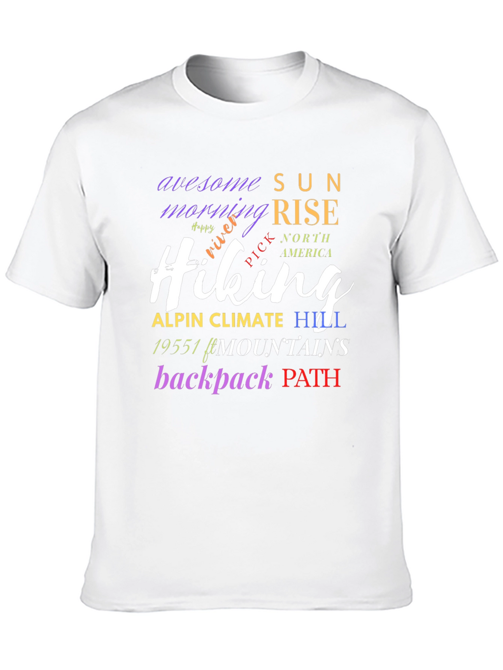 Hiking Word Art Black T-Shirt