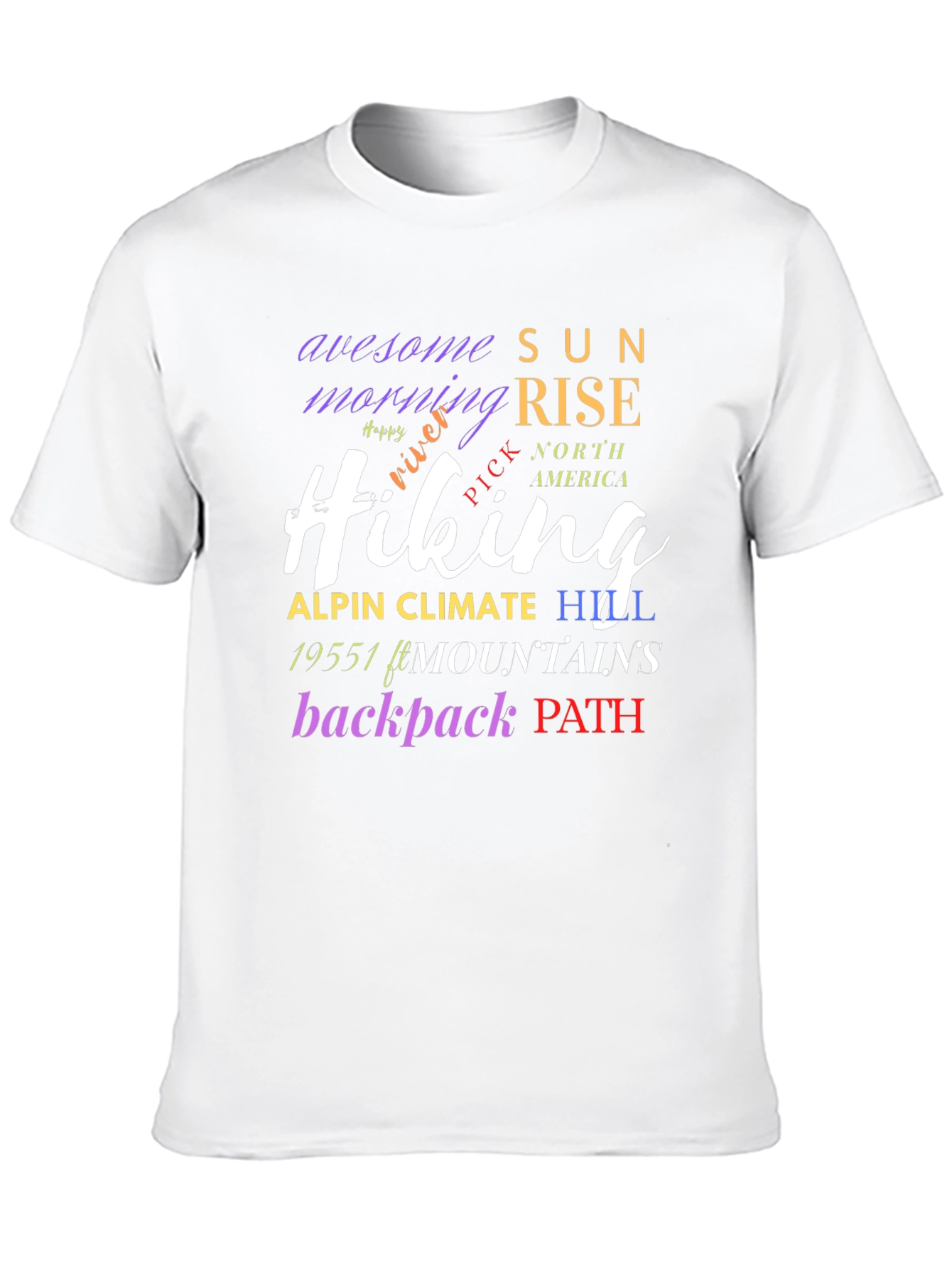 Hiking Word Art Black T-Shirt
