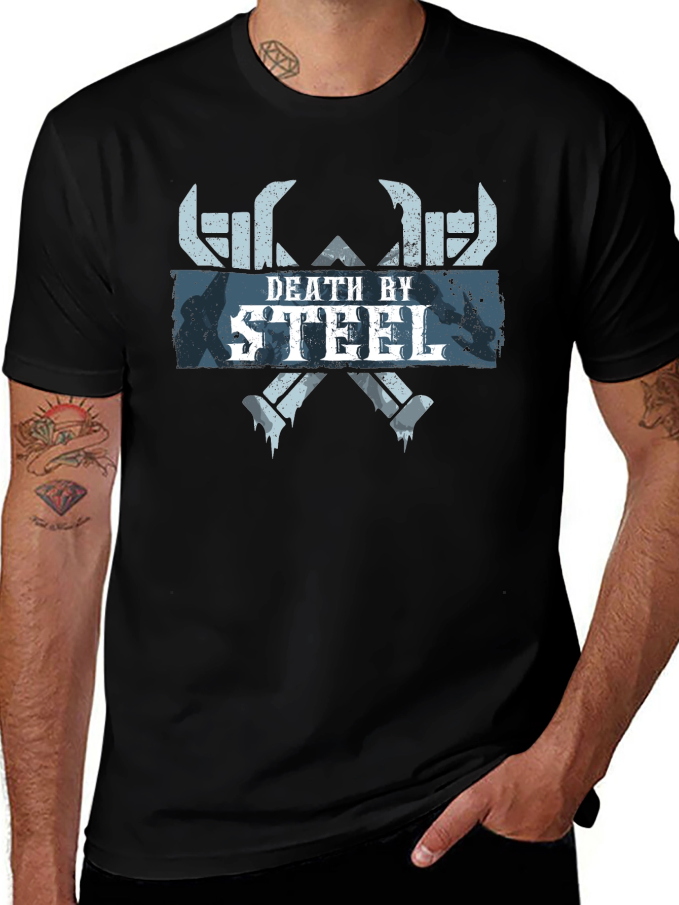 Death By Steel Graphic Tee - Black Cotton T-Shirt
