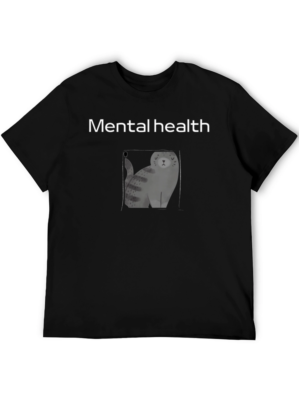Mental Health Cat Graphic Black Tee