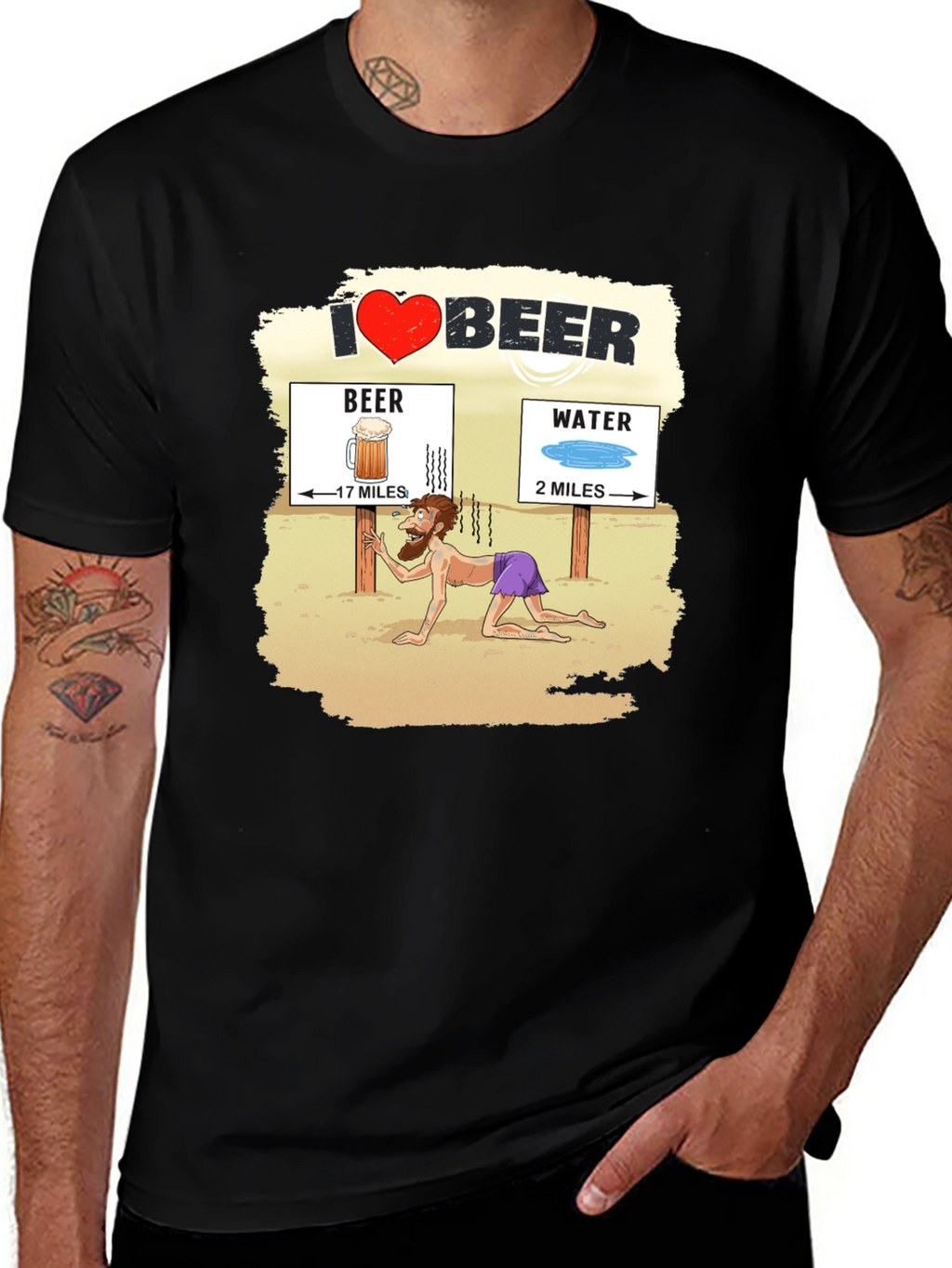 I Love Beer Desert Humor Graphic T-Shirt