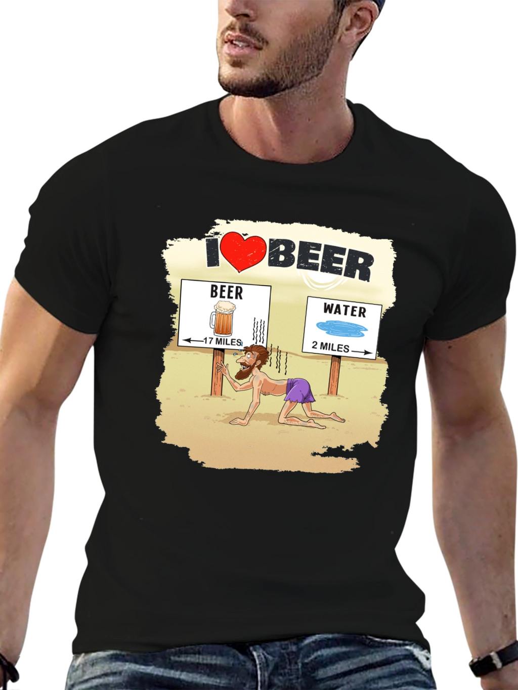 I Love Beer Desert Humor Graphic T-Shirt