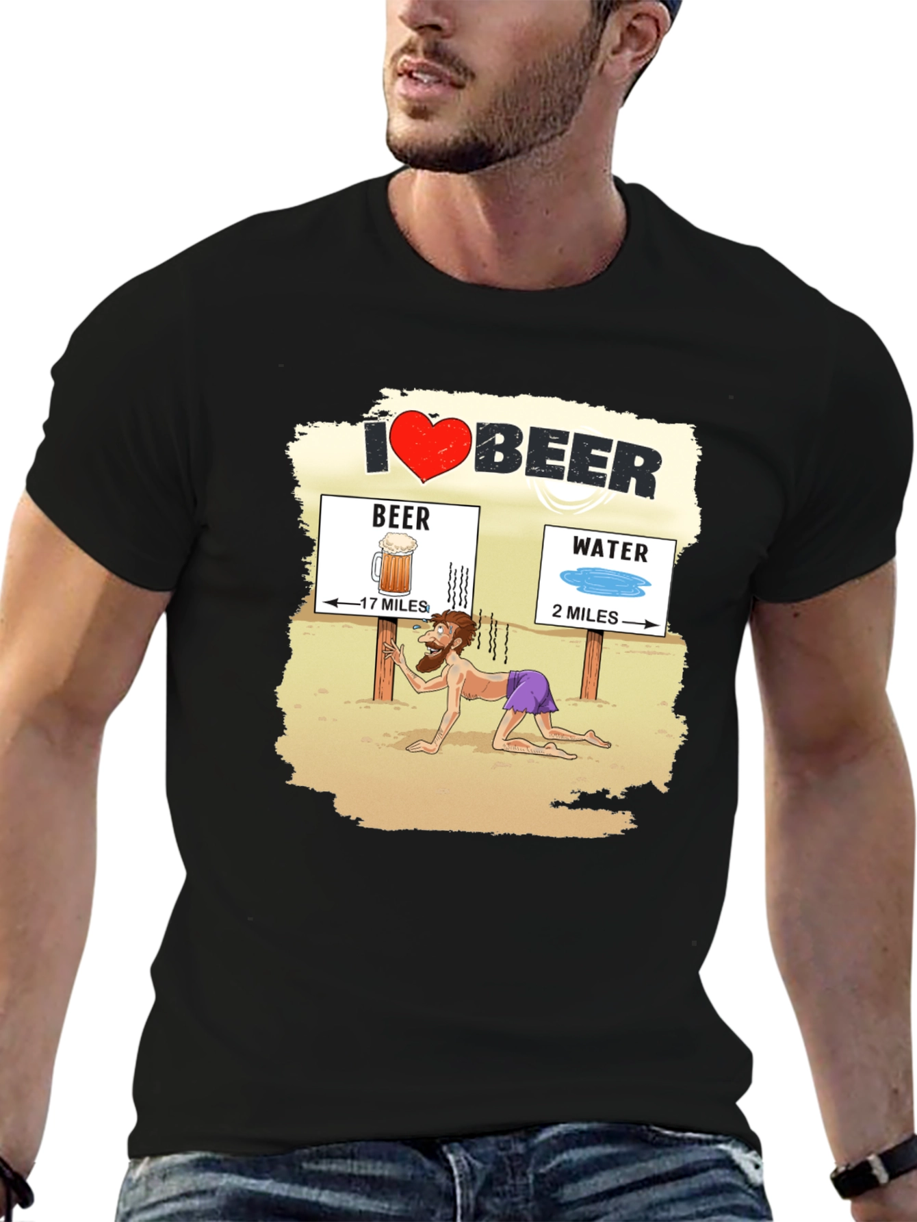 I Love Beer Desert Humor Graphic T-Shirt