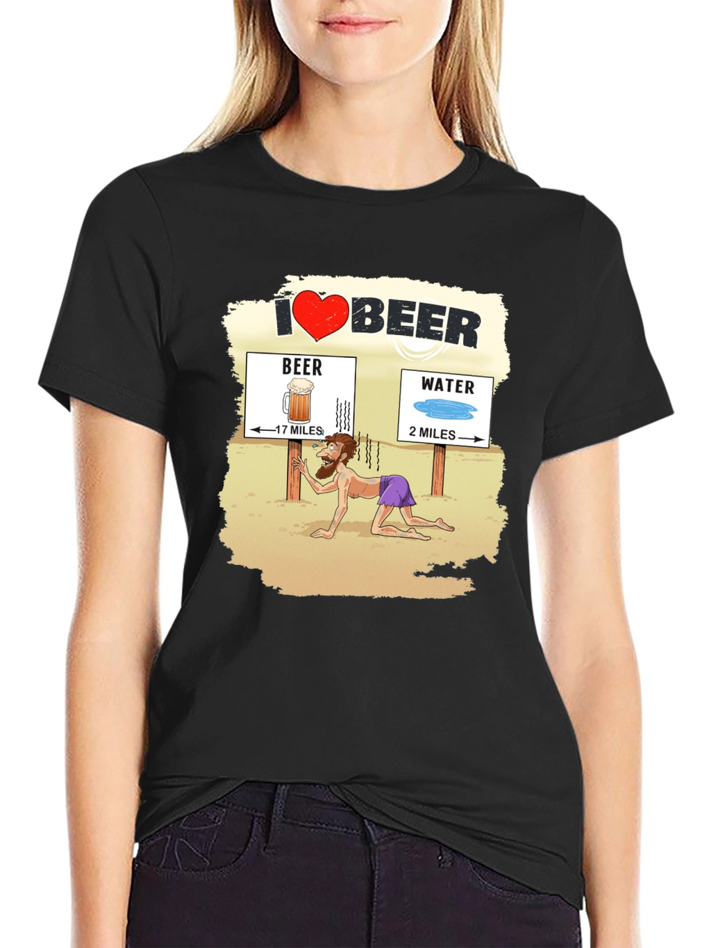 I Love Beer Desert Humor Graphic T-Shirt