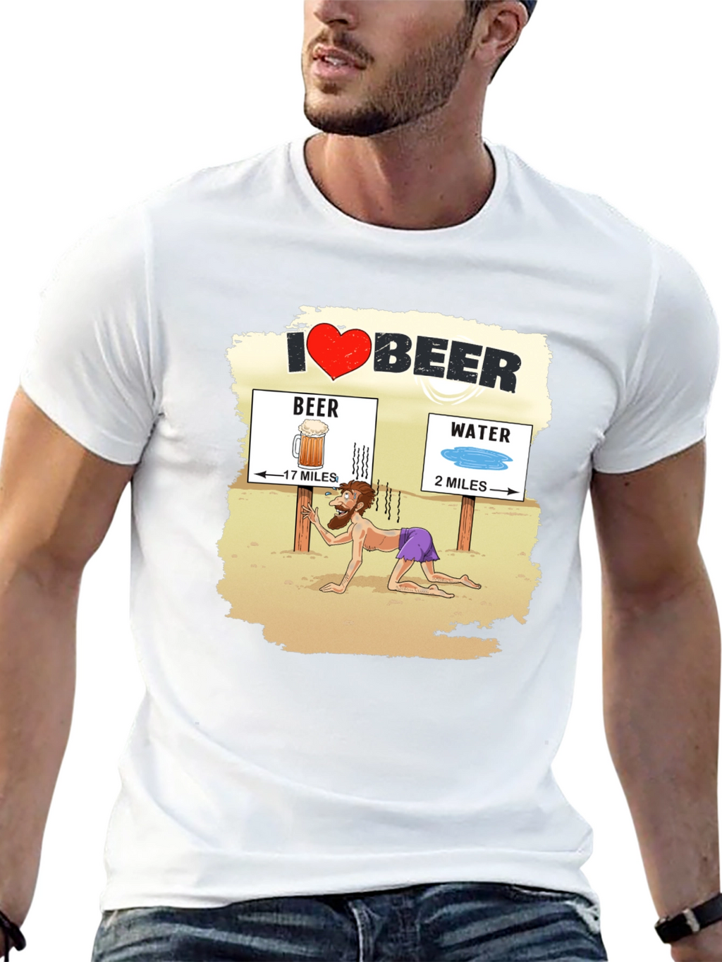 I Love Beer Desert Humor Graphic T-Shirt