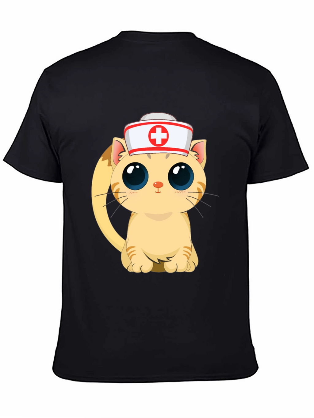 Cute Nurse Cat Black T-Shirt