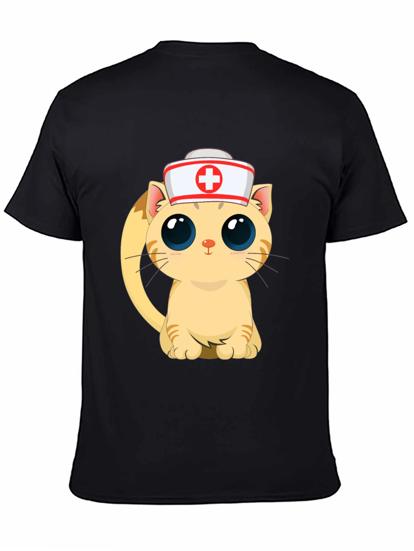 Cute Nurse Cat Black T-Shirt