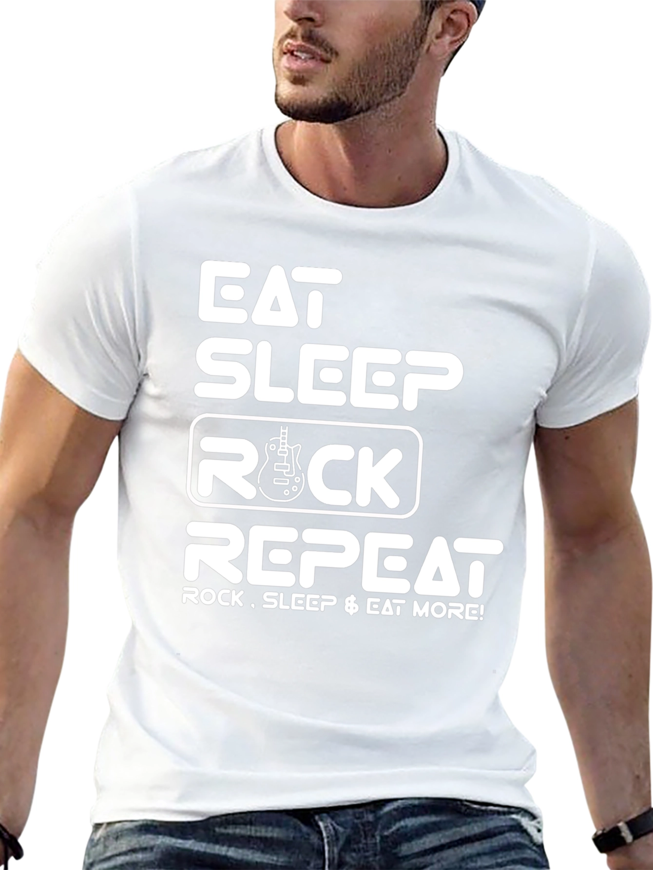 Eat Sleep Rock Repeat Graphic Tee - Black