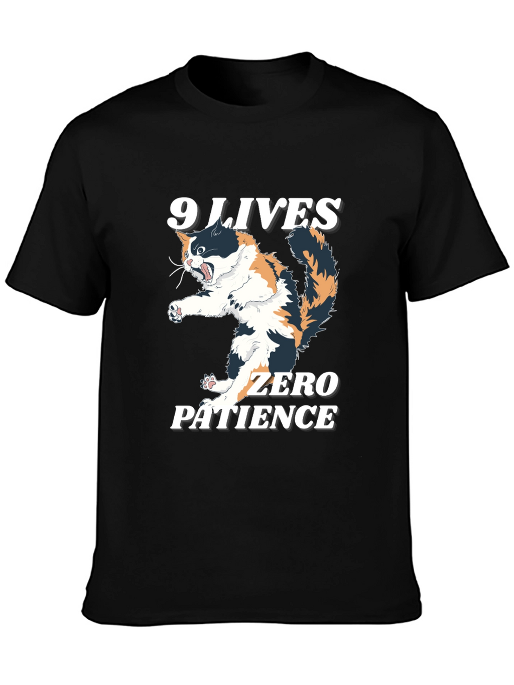 9 Lives Zero Patience Cat Graphic Tee