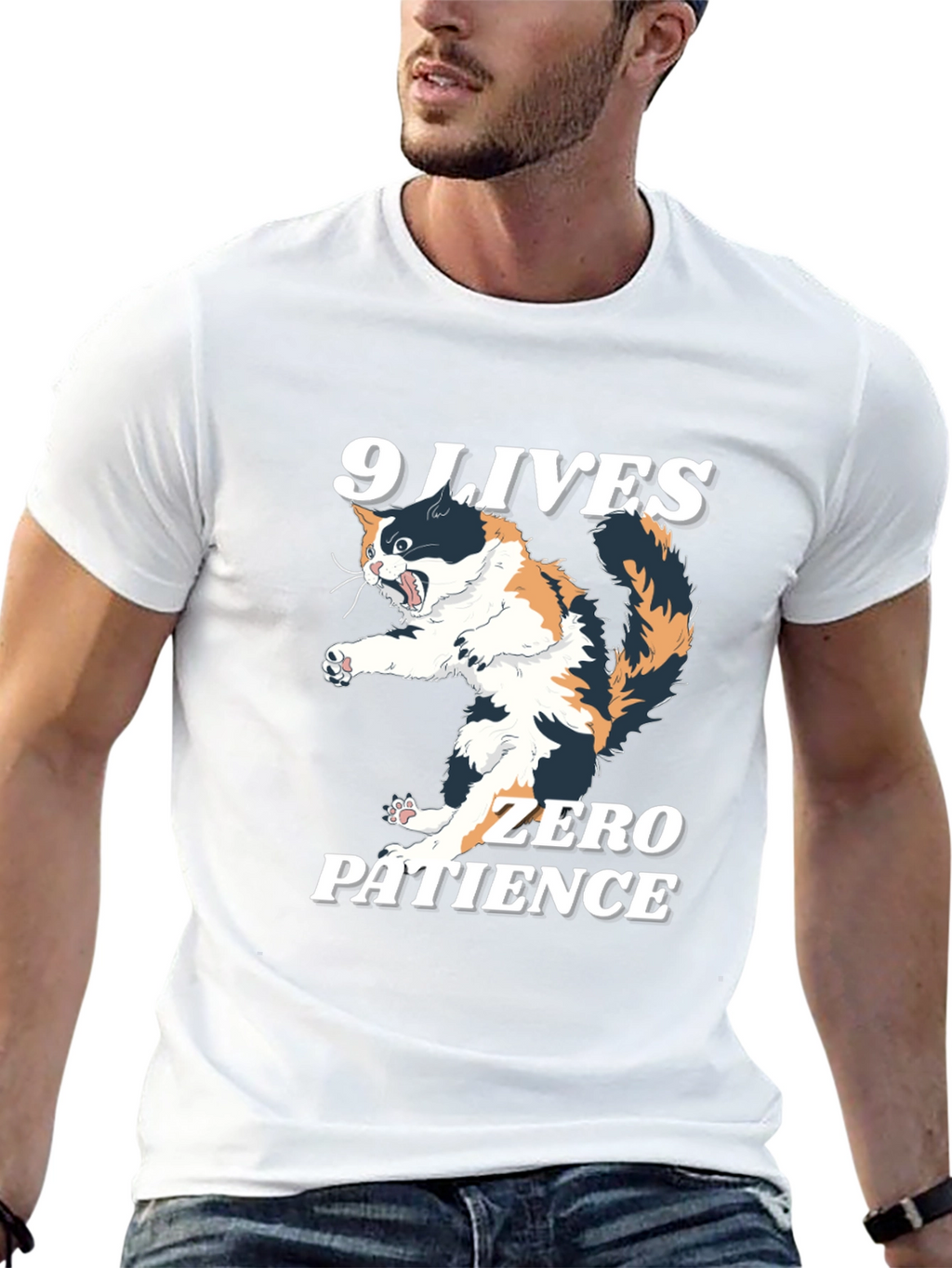 9 Lives Zero Patience Cat Graphic Tee