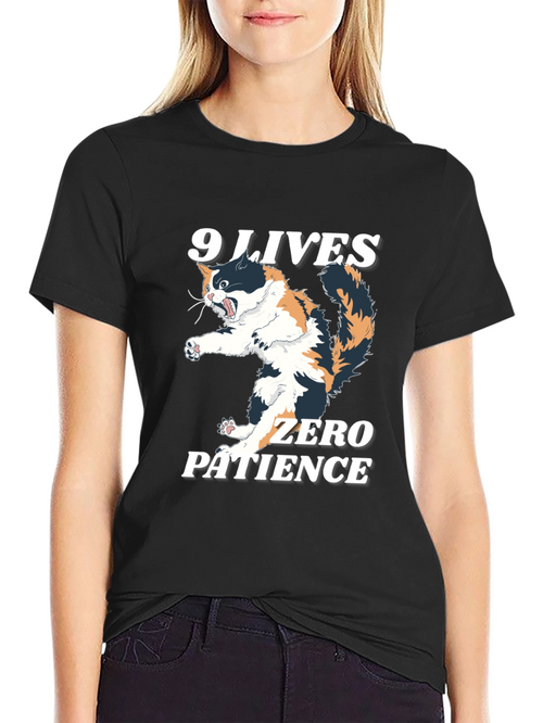 9 Lives Zero Patience Cat Graphic Tee