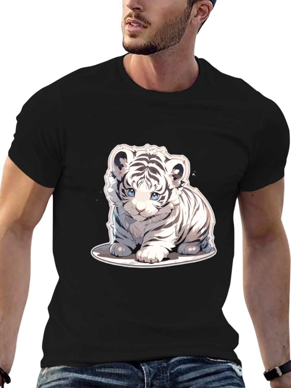 Cute White Tiger Cub Graphic Tee