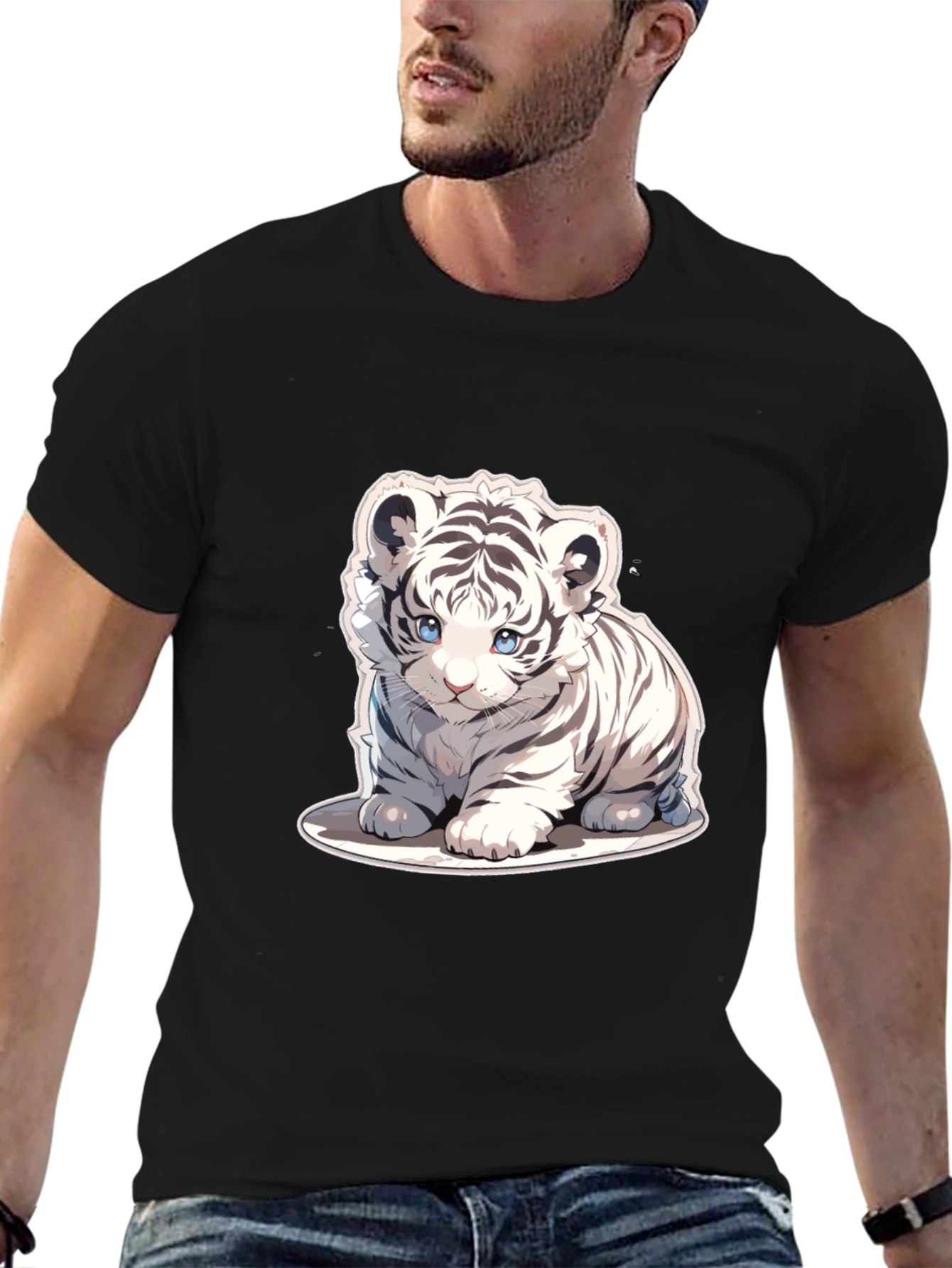 Cute White Tiger Cub Graphic Tee